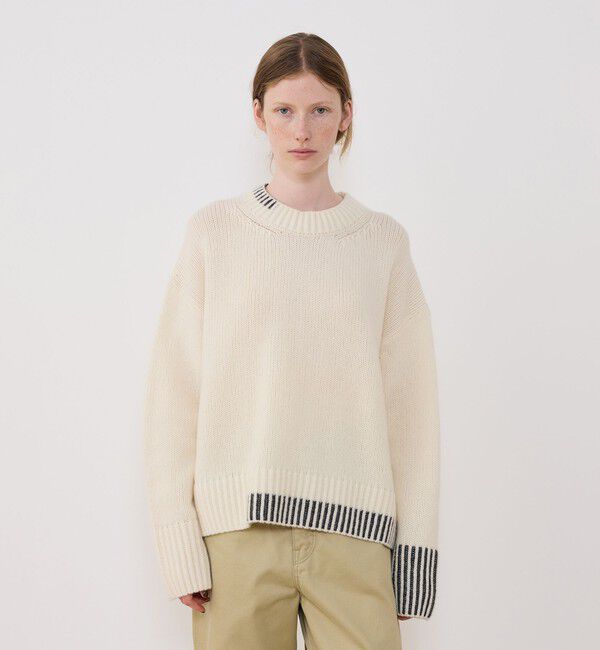 GALERIE VIE「パーシャルストライプ クルーネックプルオーバー」|ニット・セーター|