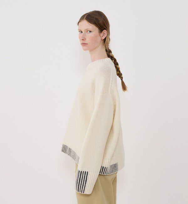 GALERIE VIE「パーシャルストライプ クルーネックプルオーバー」|ニット・セーター|