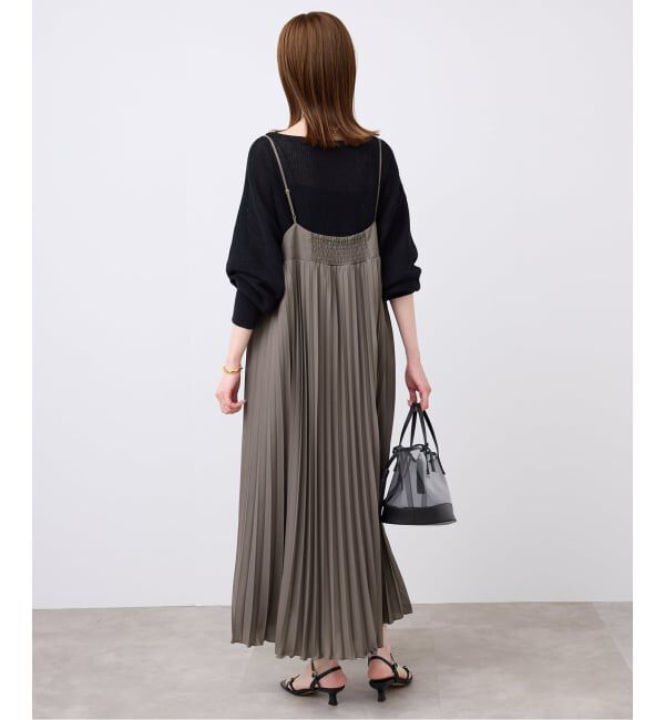 SLOBE IENA「パウダリーサテンプリーツキャミワンピース」|ワンピース|