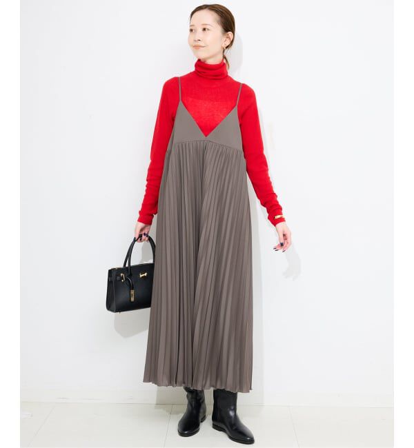 SLOBE IENA「パウダリーサテンプリーツキャミワンピース」|ワンピース|