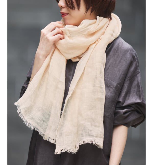 IENA「《予約》NIMNIMDUAI/ニムニムデュアイ PLAIN GAUZE STOLE ストール」|ストール|オレンジ