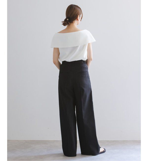 NOBLE「【洗える】ストライプツイルストレッチスラックスパンツ」|スラックス|