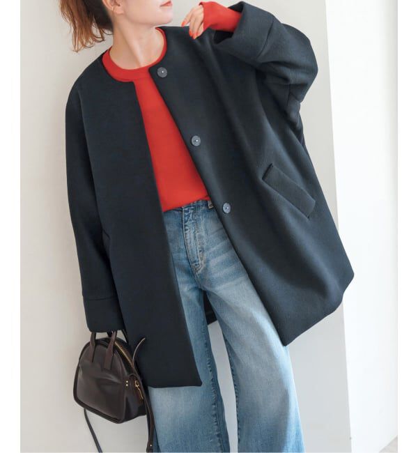 Spick and Span「TICCA / ティッカ ノーカラーテントコート」|ノーカラーコート|ブラック