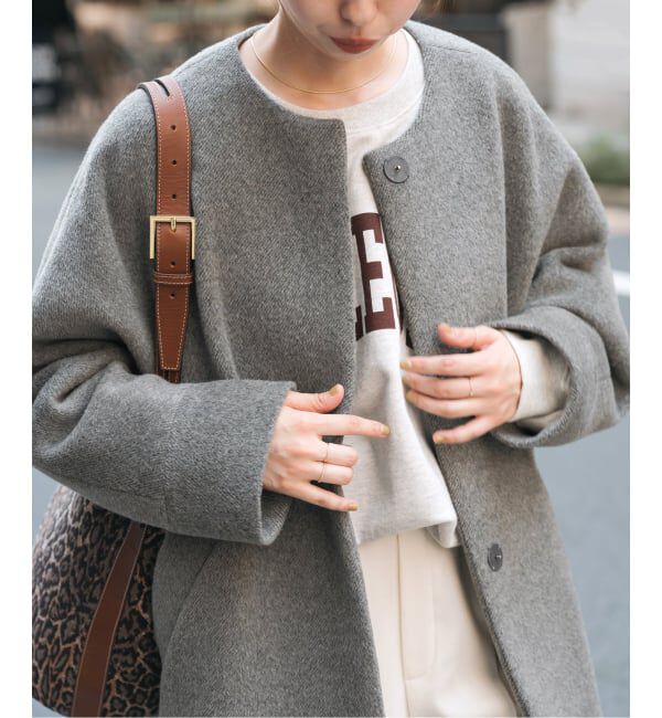 Spick and Span「TICCA / ティッカ ノーカラーテントコート」|ノーカラーコート|グレーA