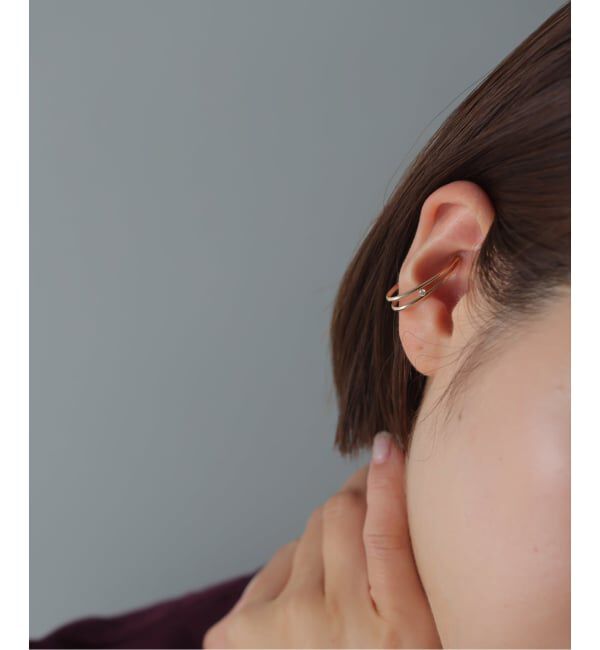 Lilas by Spick&Span「ダイヤサンド2ラインイヤーカフ K10（片耳）」|イヤーカフ|