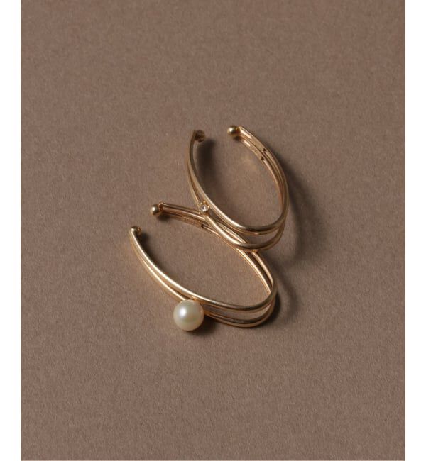 Lilas by Spick&Span「ダイヤサンド2ラインイヤーカフ K10（片耳）」|イヤーカフ|