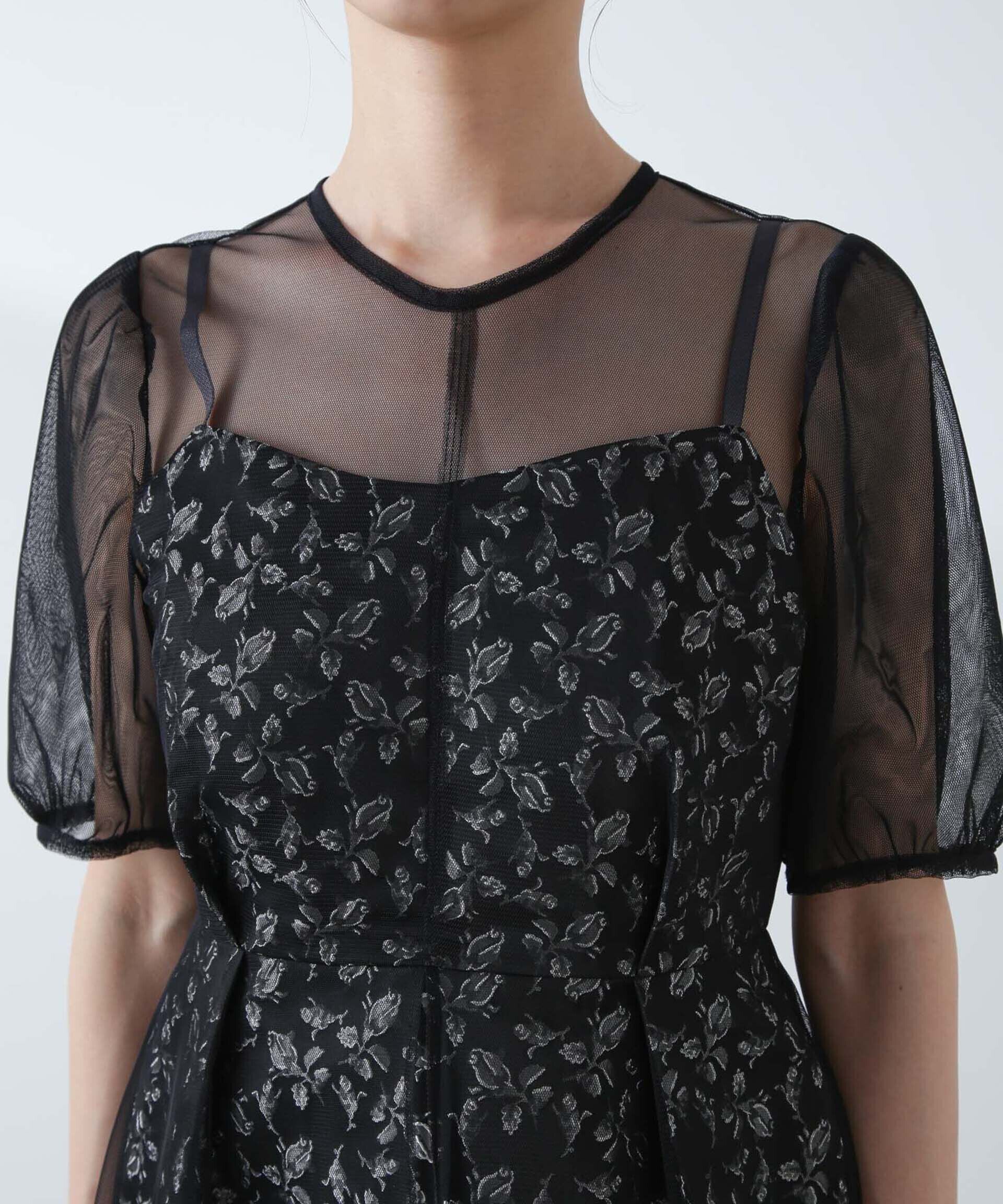 nano･universe「kaene/プリントジャガード&times;チュールドレス」|ワンピース|