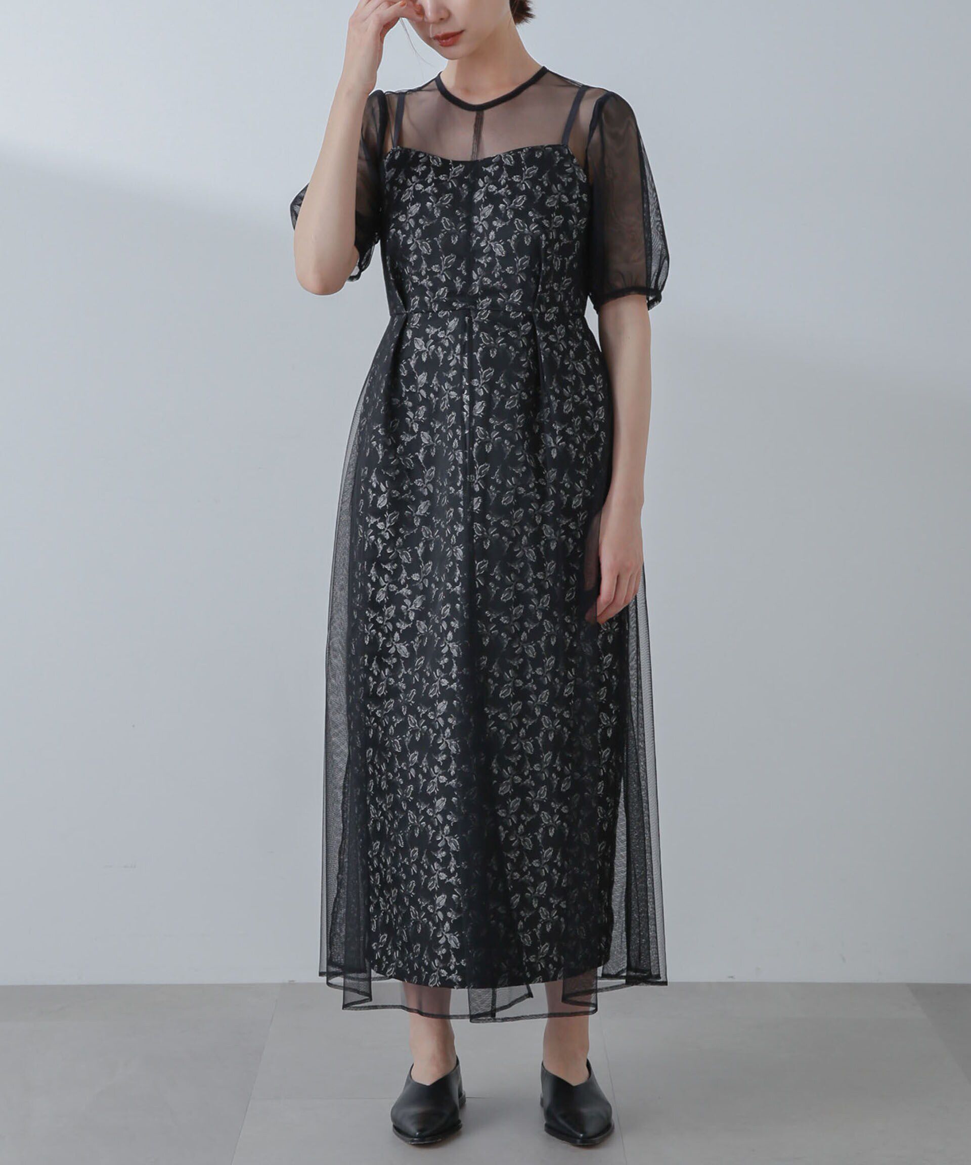 nano･universe「kaene/プリントジャガード&times;チュールドレス」|ワンピース|