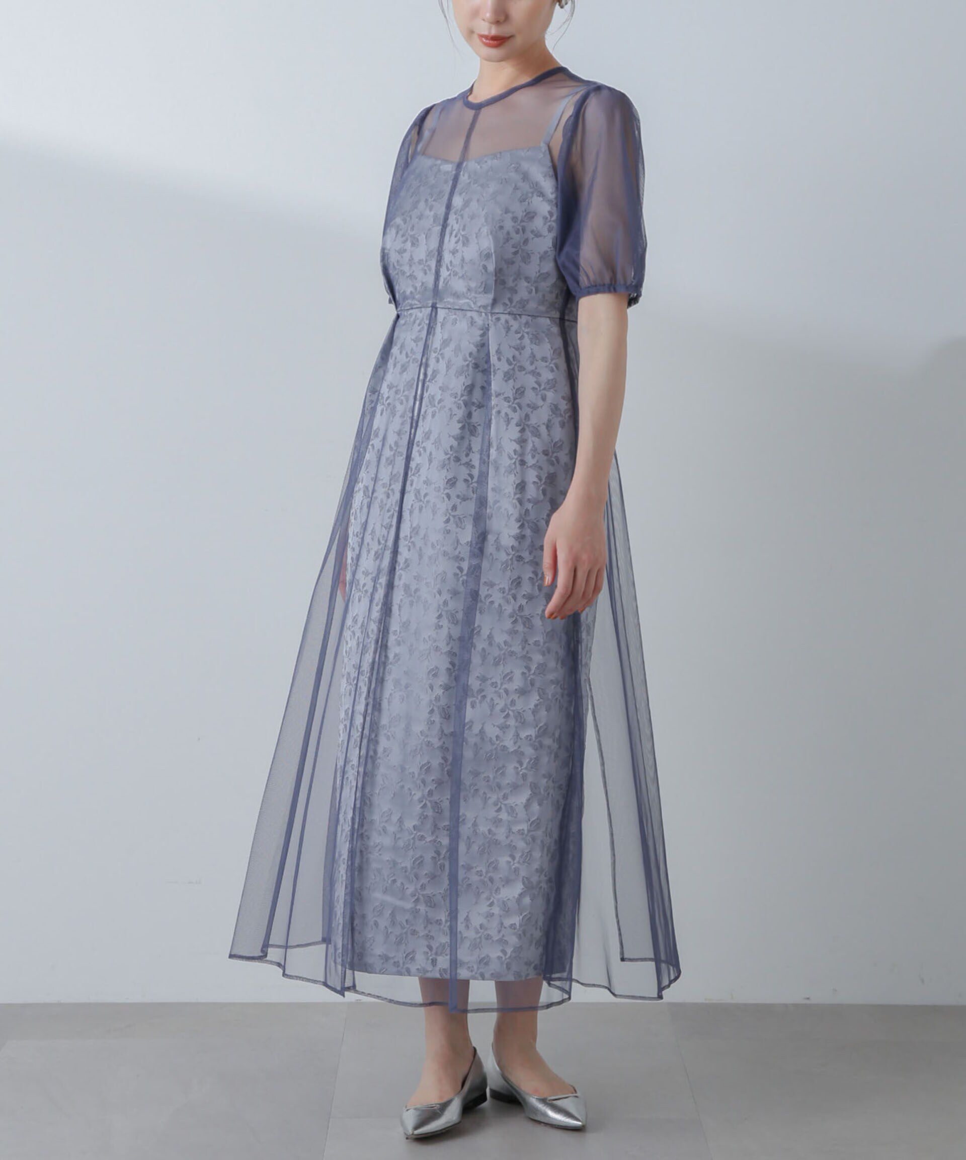 nano･universe「kaene/プリントジャガード&times;チュールドレス」|ワンピース|