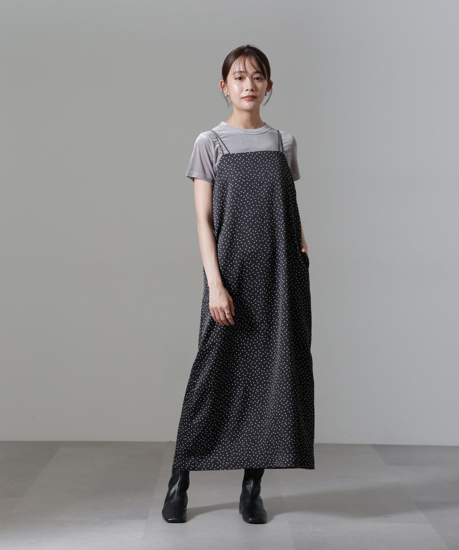 nano･universe「ドットプリントサテンキャミワンピース」|ワンピース|