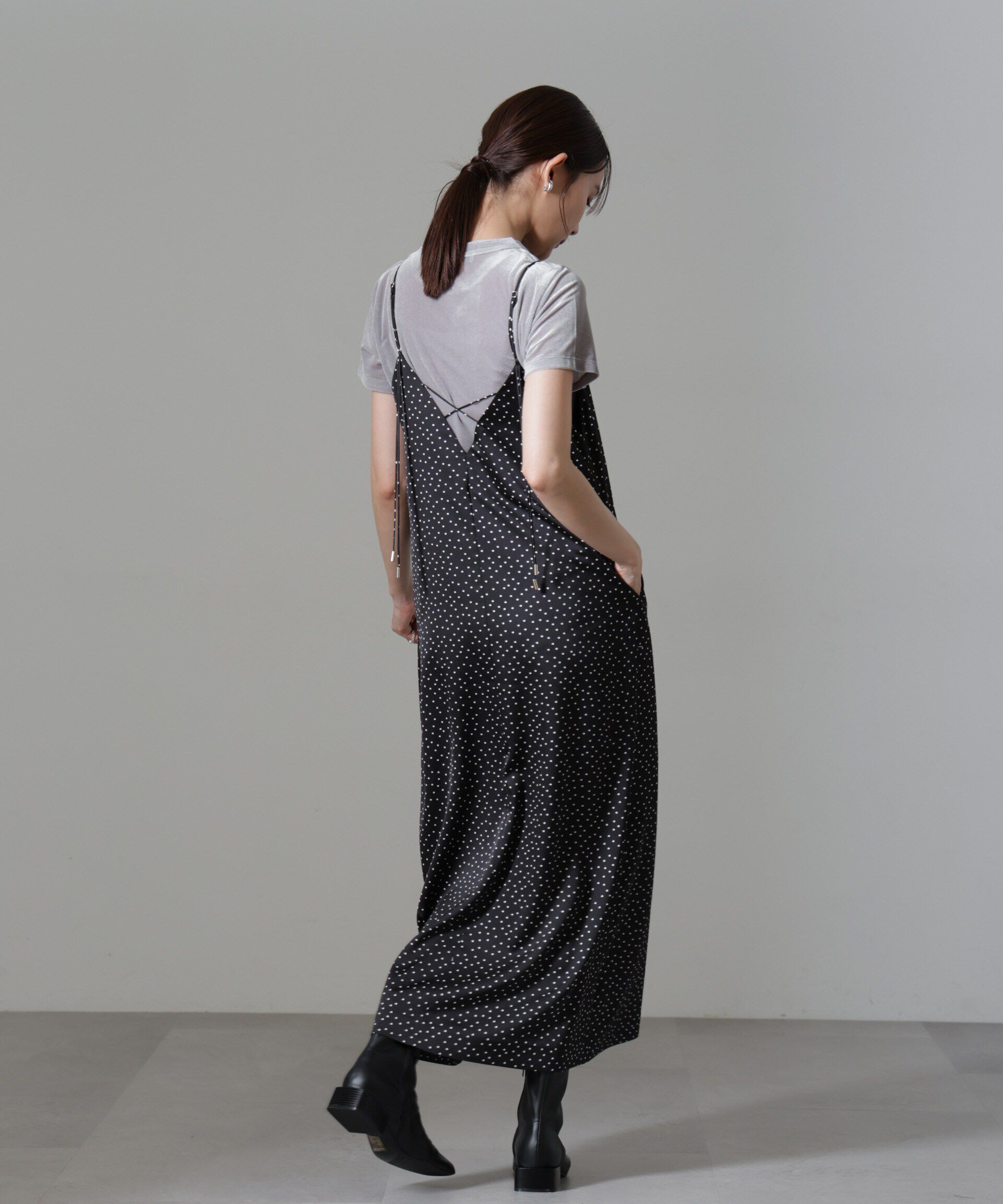 nano･universe「ドットプリントサテンキャミワンピース」|ワンピース|