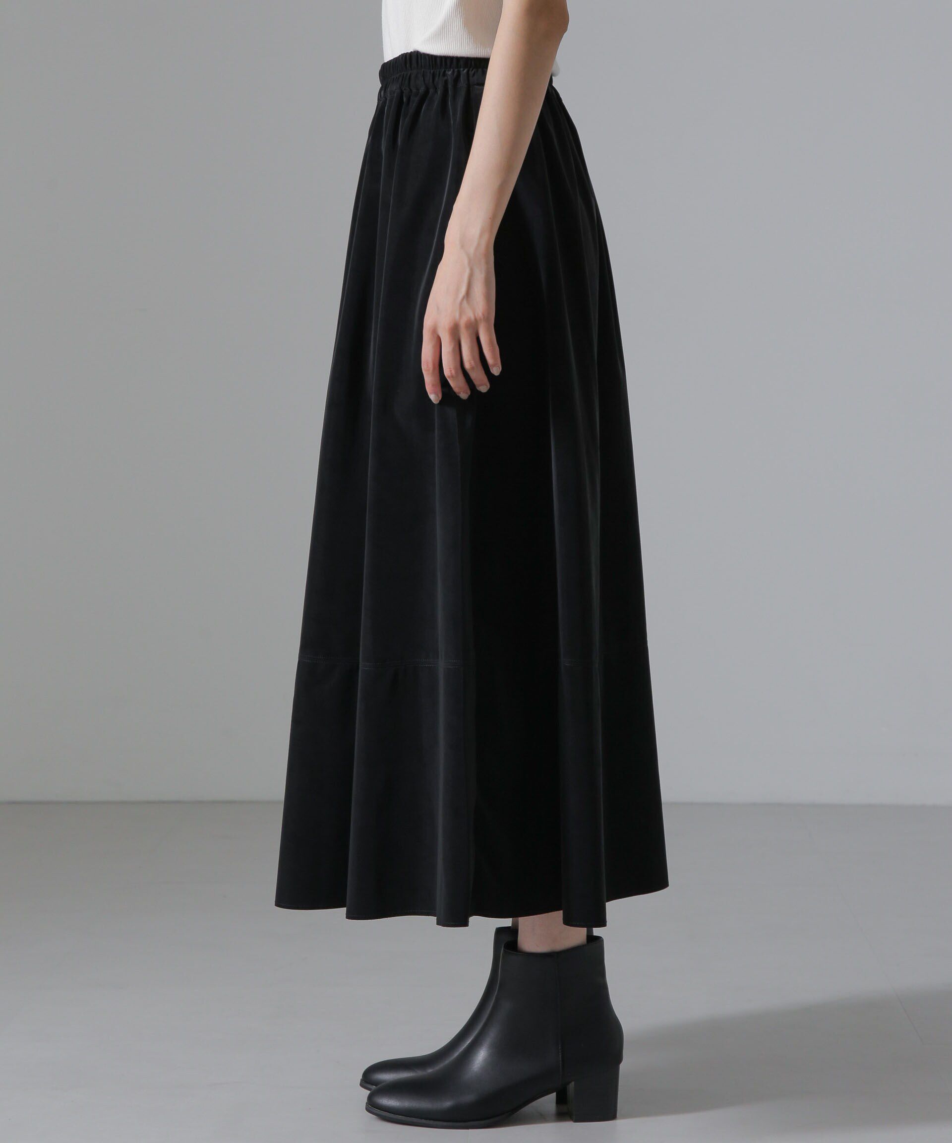 nano･universe「ピーチフェイクレザーボリュームスカート(セットアップ可)」|スカート|