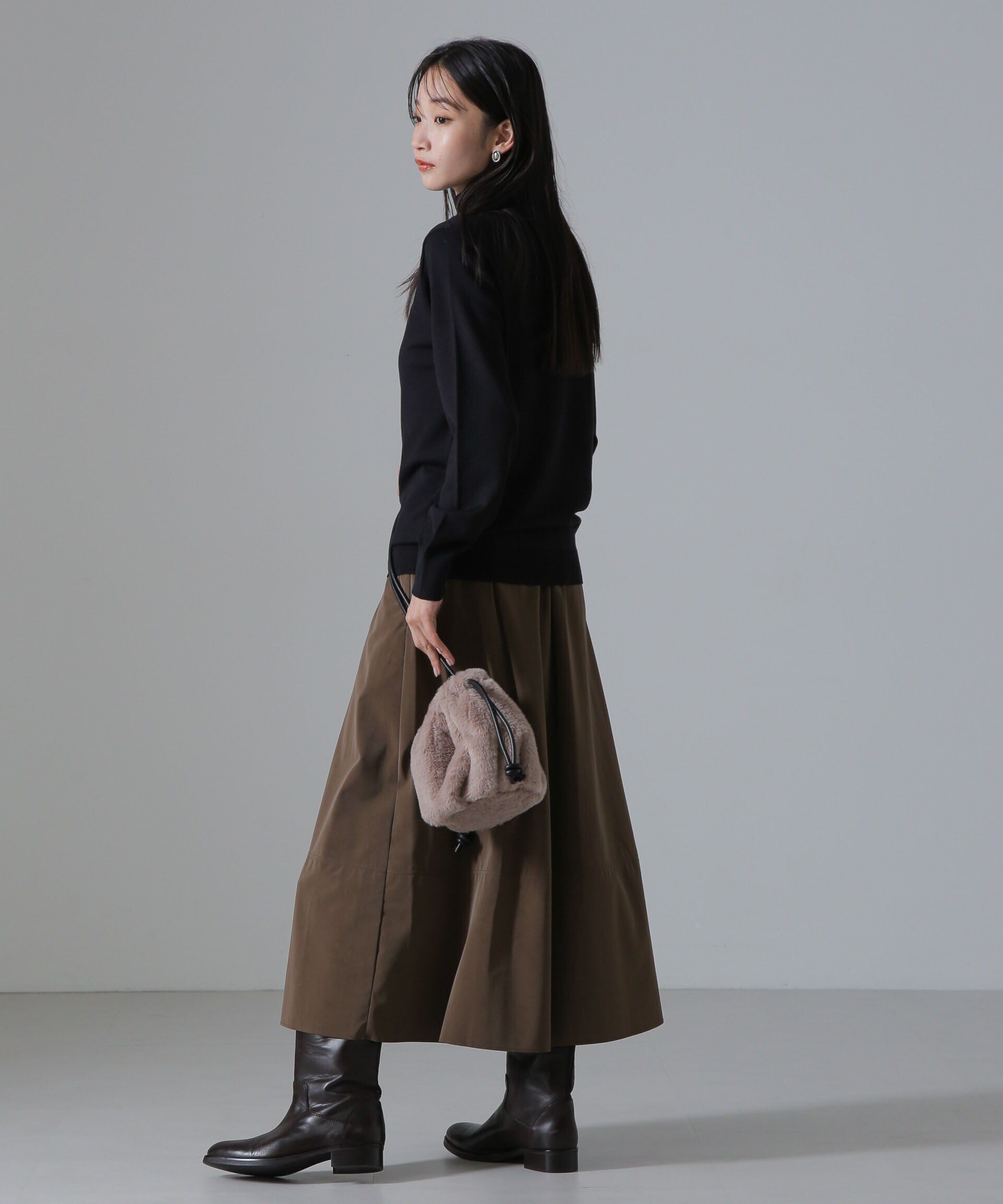 nano･universe「ピーチフェイクレザーボリュームスカート(セットアップ可)」|スカート|