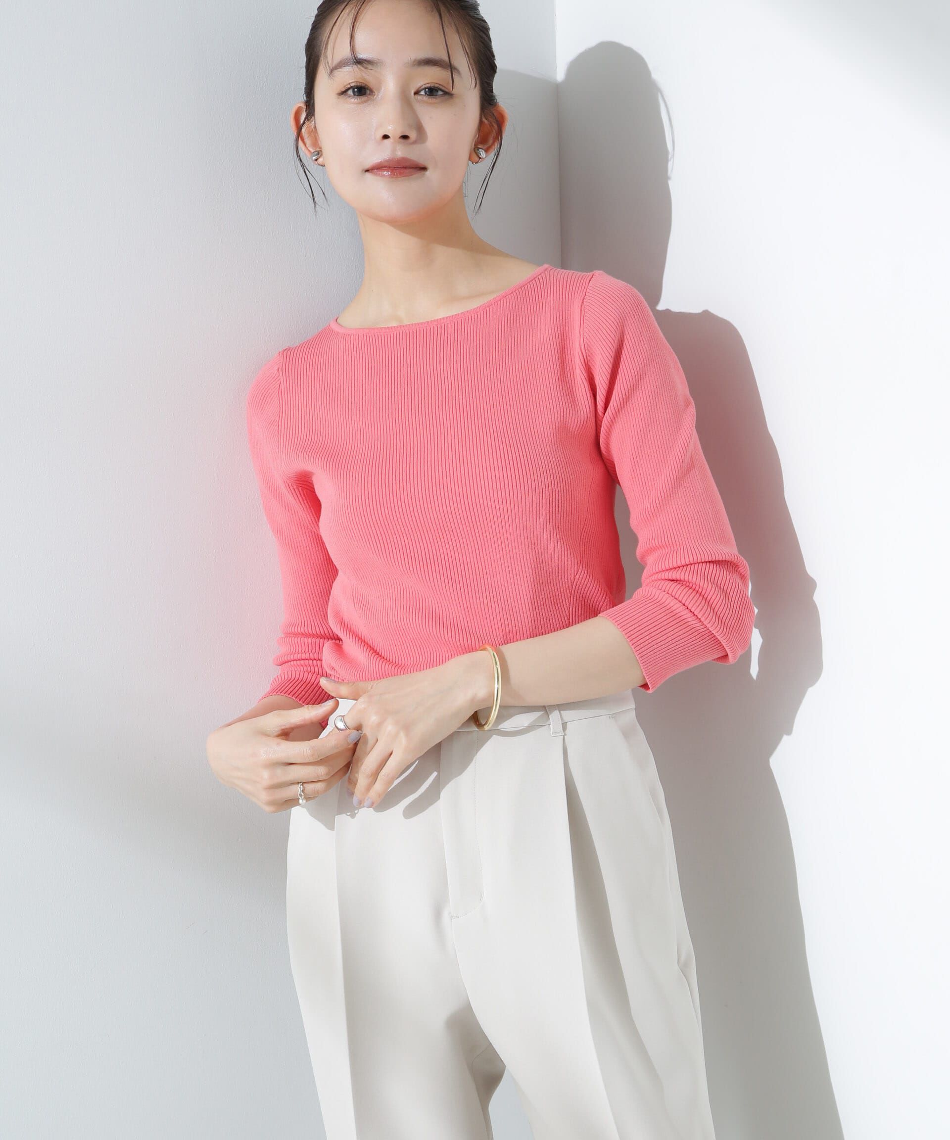 nano･universe「ウォッシャブルハイツイストボートネックリブニット」|ニット・セーター|