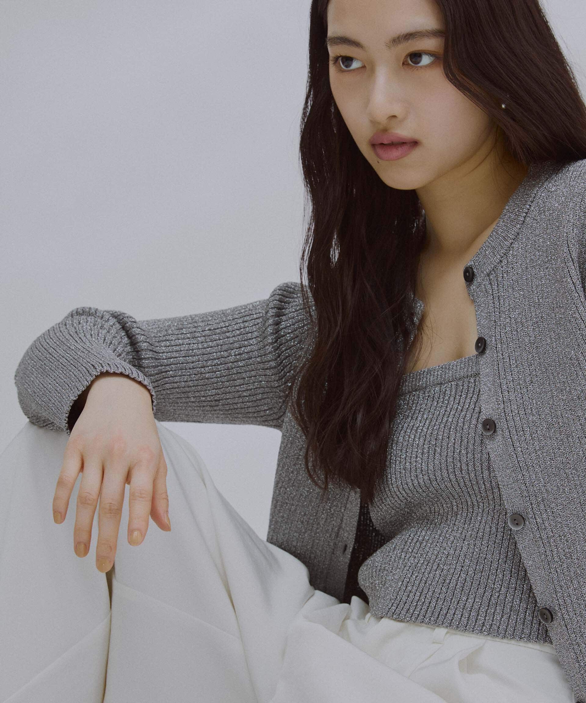 nano･universe「グリッターラメニット2wayビスチェ（セットアップ可）」|ニット・セーター|