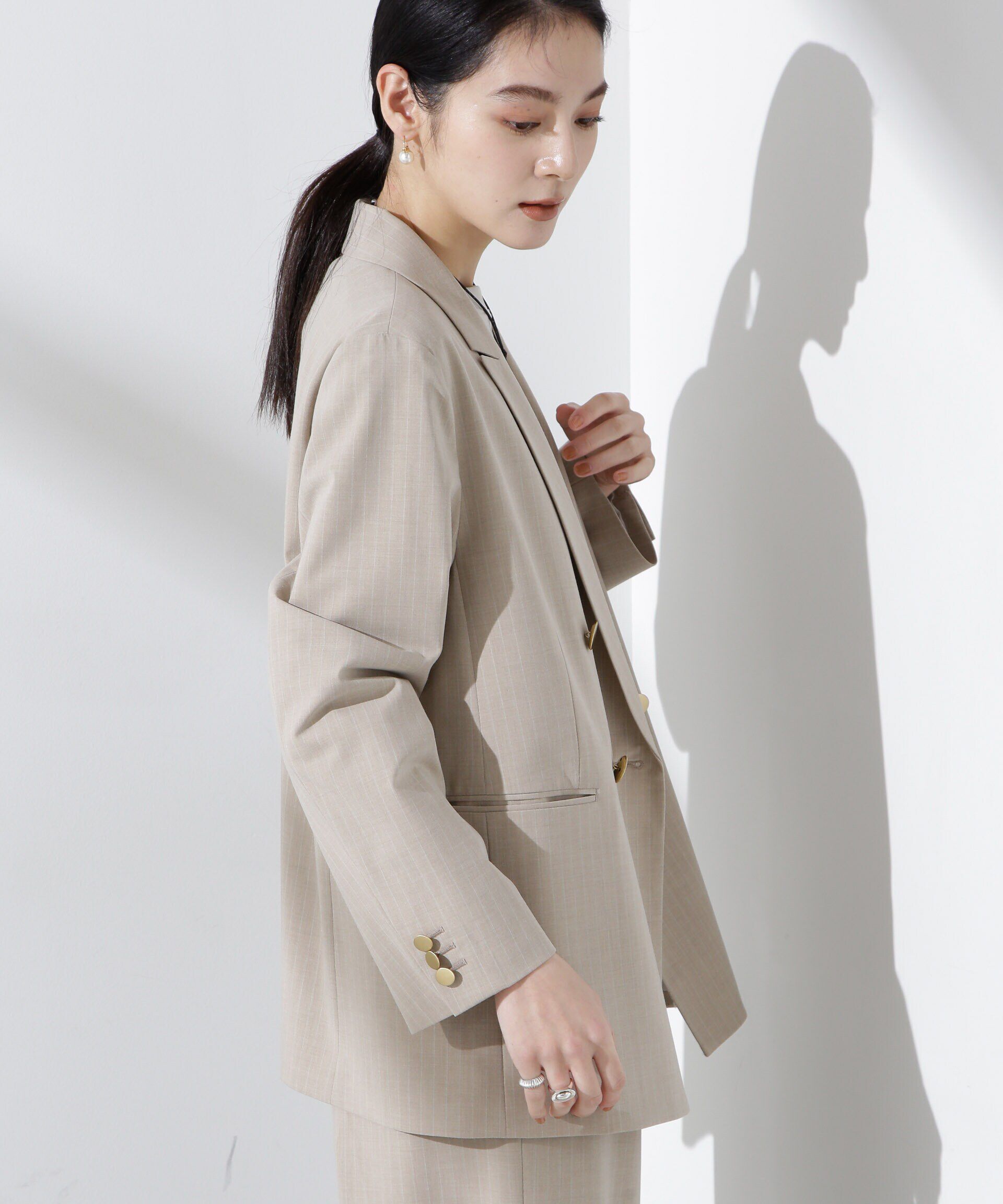 nano･universe「トロストレッチダブルジャケット(セットアップ可)」|テーラードジャケット|