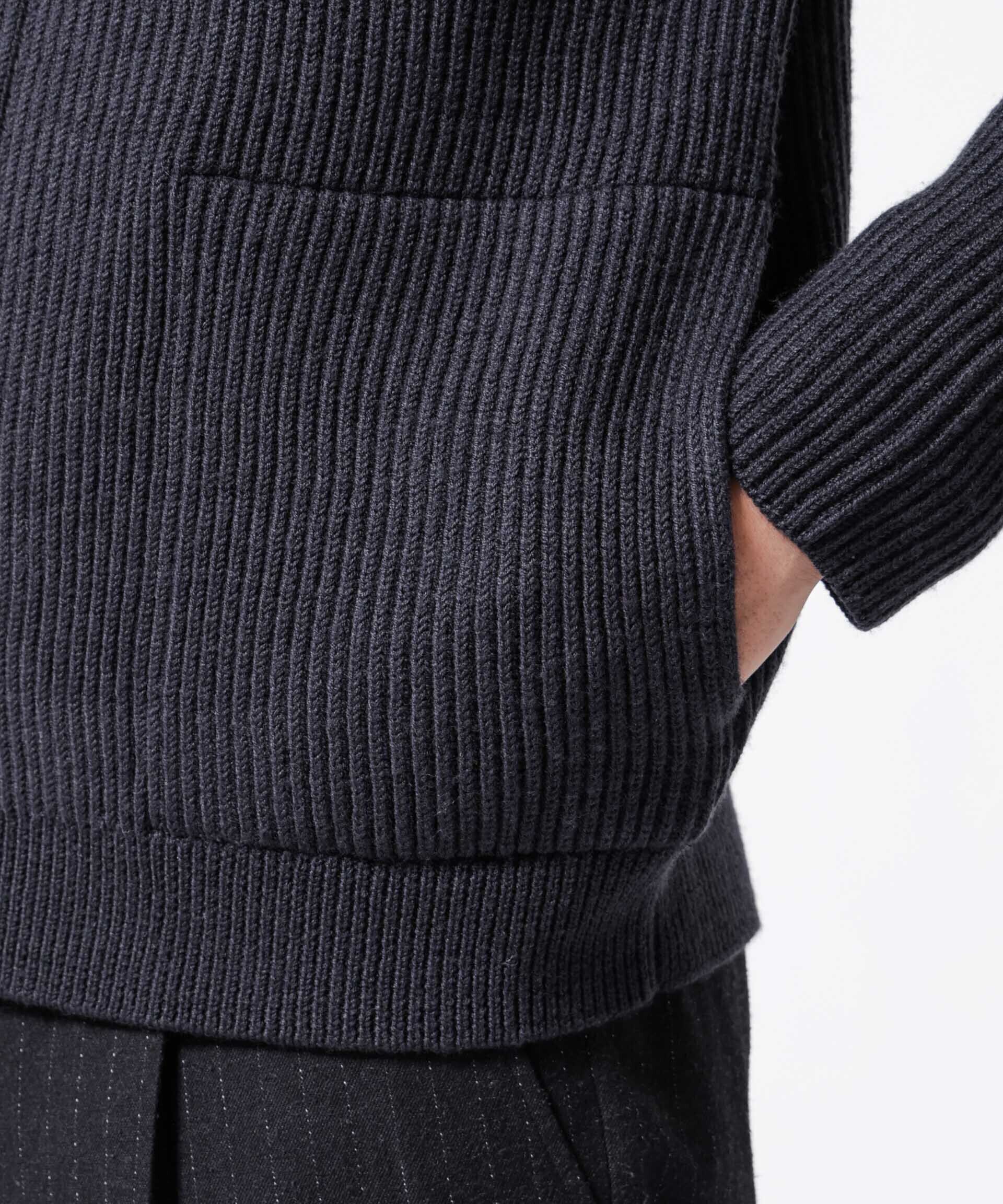 nano･universe「「ASSEMBLANC」フレンチウールスカーフカラージップニット」|ニット・セーター|