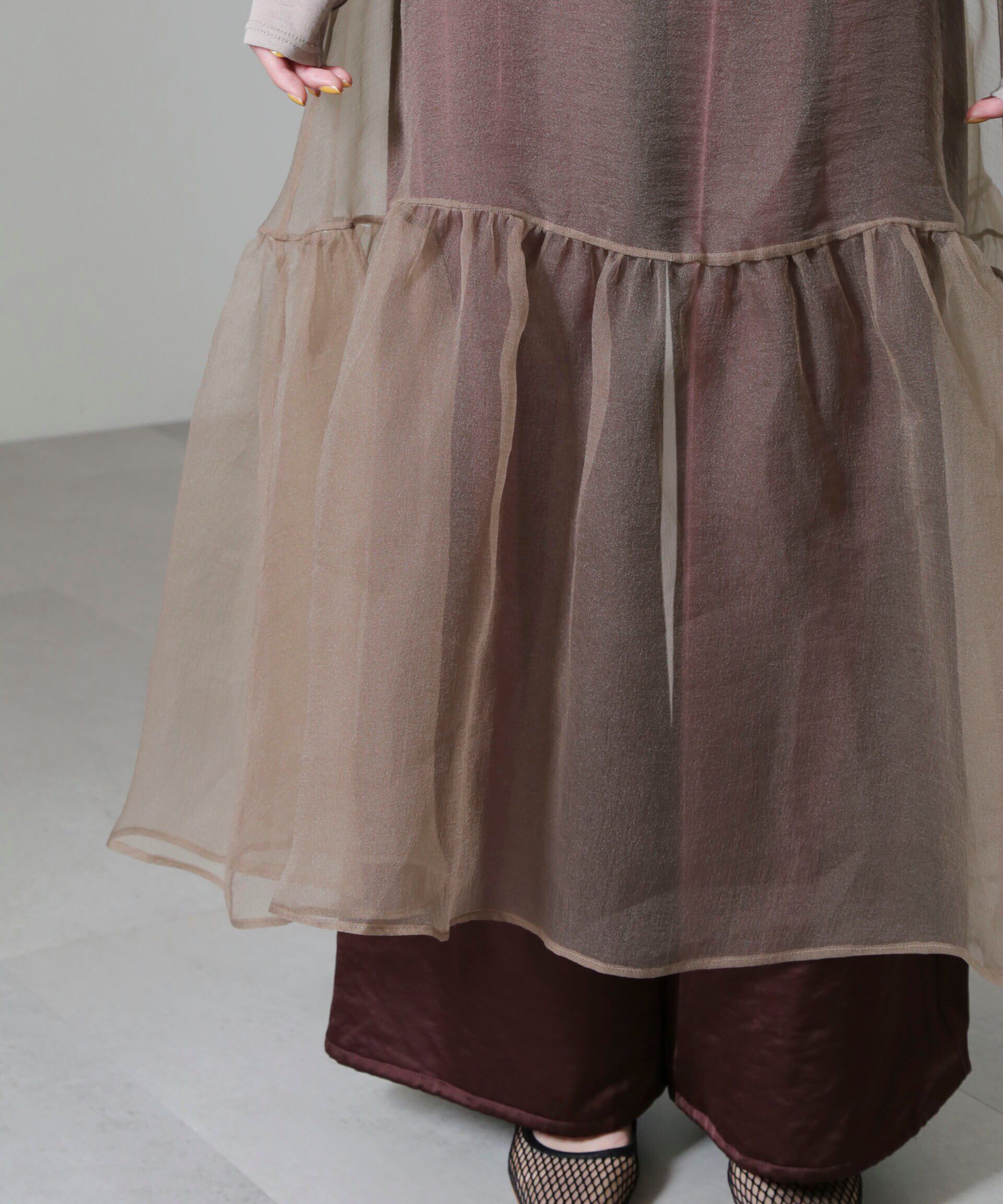 nano･universe「ESTHE/Cut-Out Organza Dress」|ワンピース|