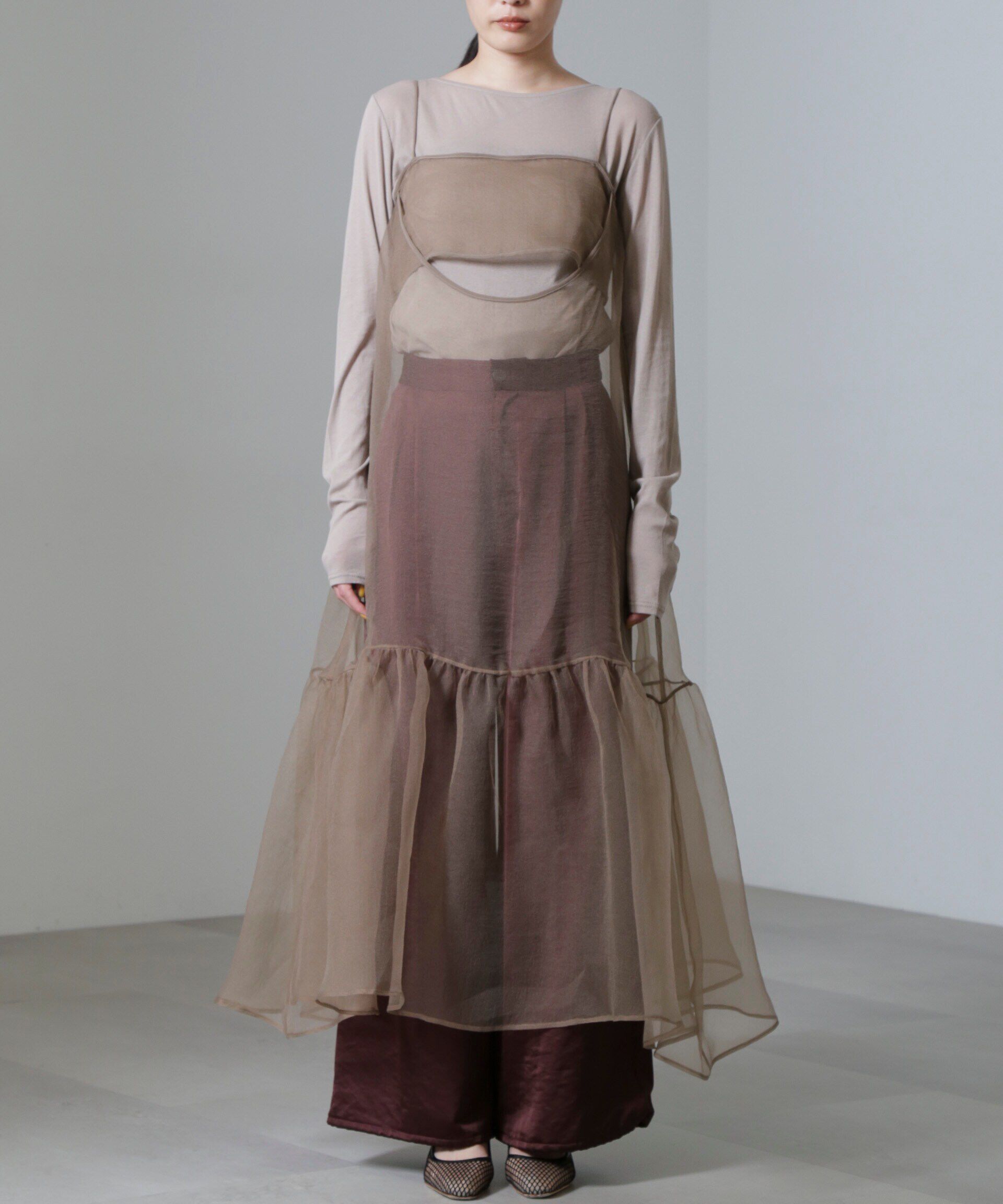 nano･universe「ESTHE/Cut-Out Organza Dress」|ワンピース|