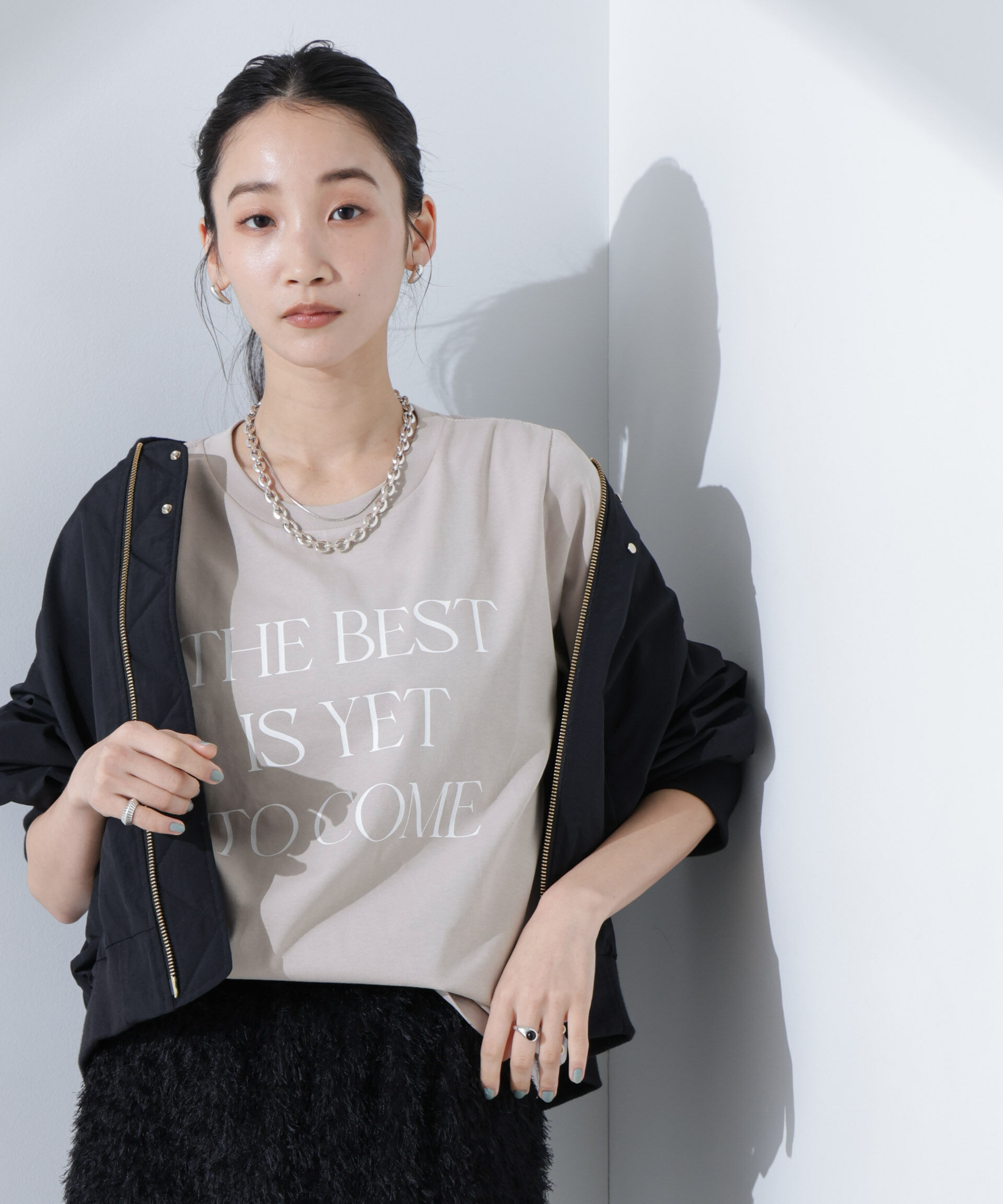 nano･universe「ロゴプリントTシャツ」|Tシャツ・カットソー|グレージュ3