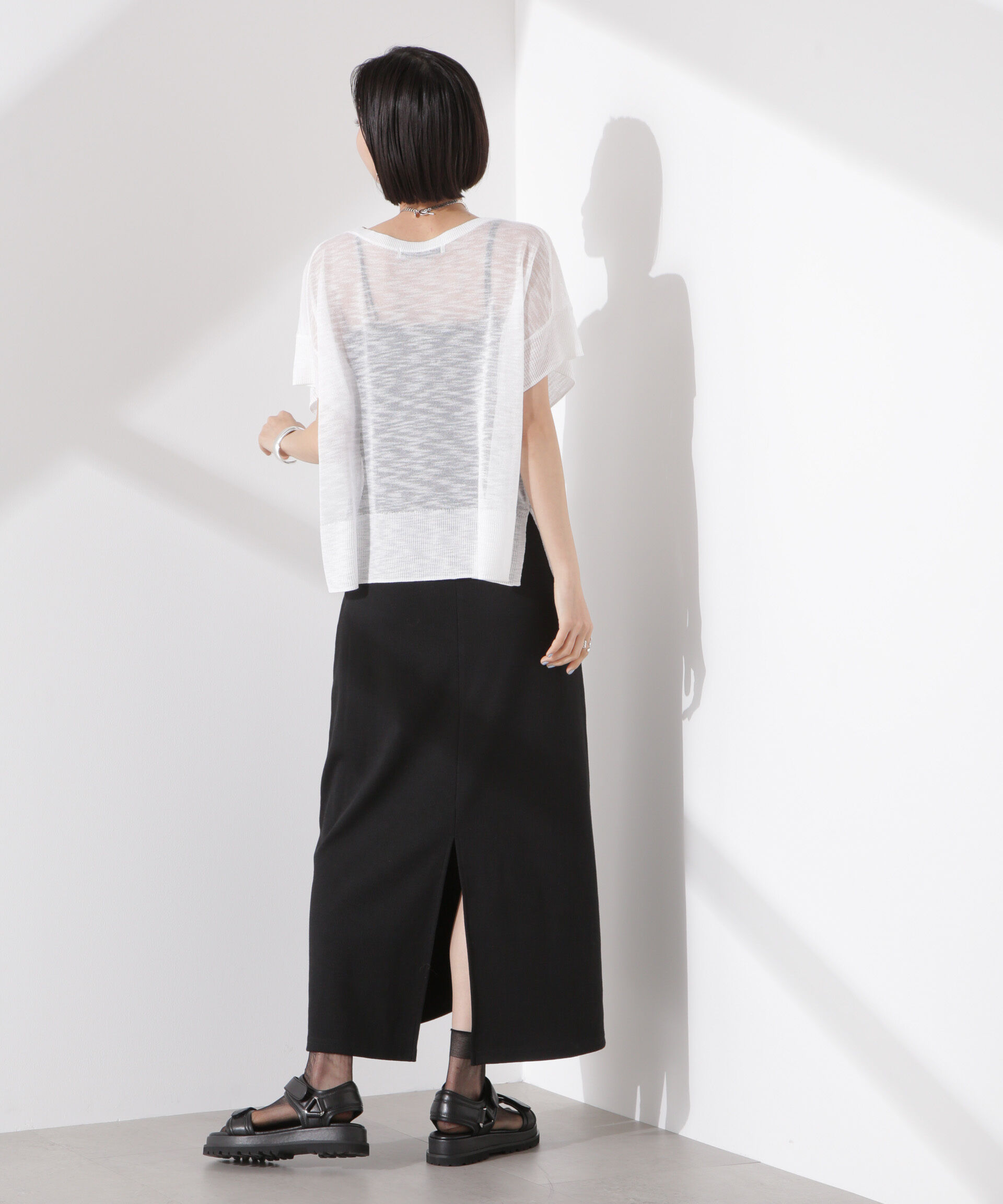 nano･universe「ラメスラブシアーワイドニットトップス」|ニット・セーター|