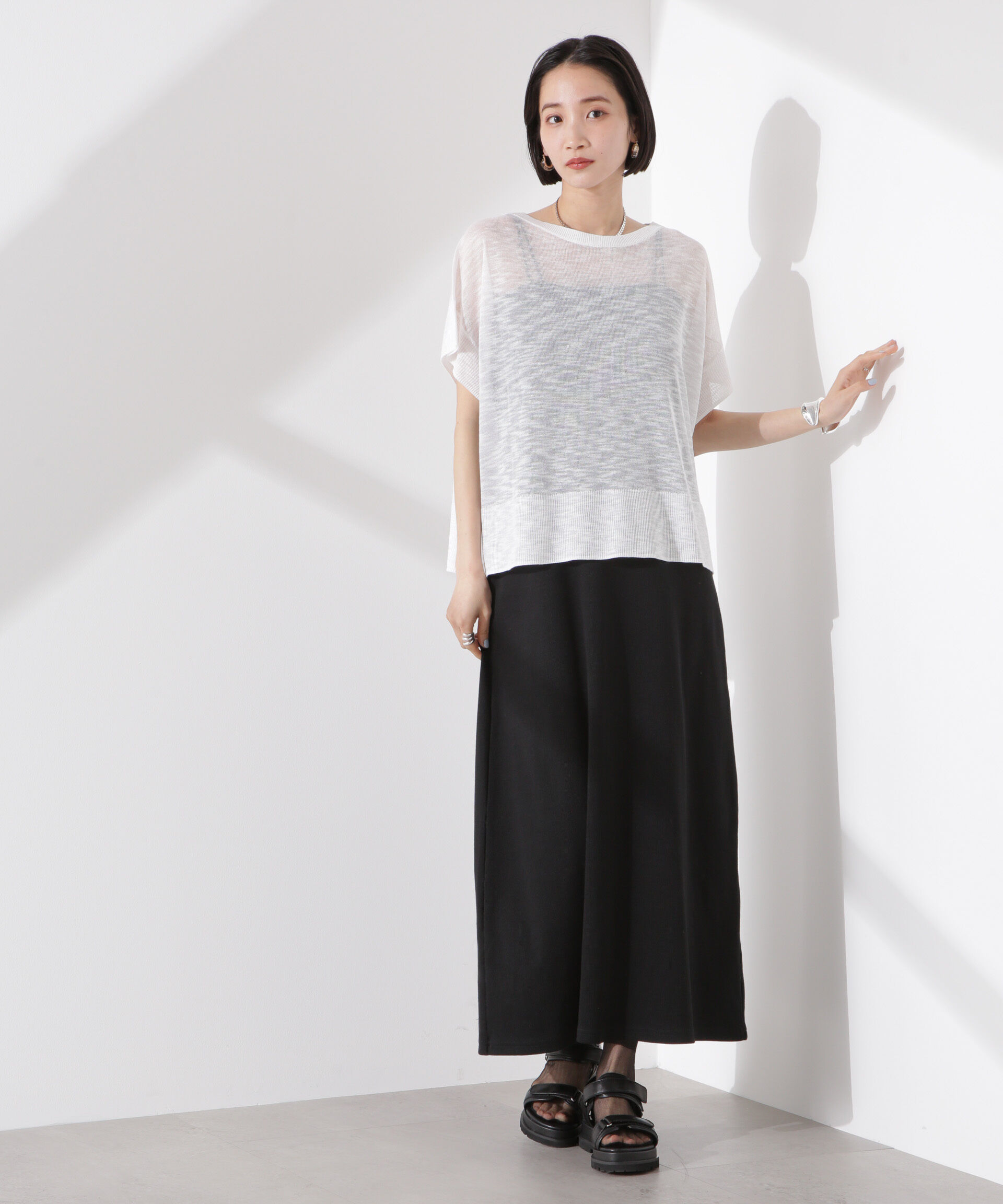 nano･universe「ラメスラブシアーワイドニットトップス」|ニット・セーター|