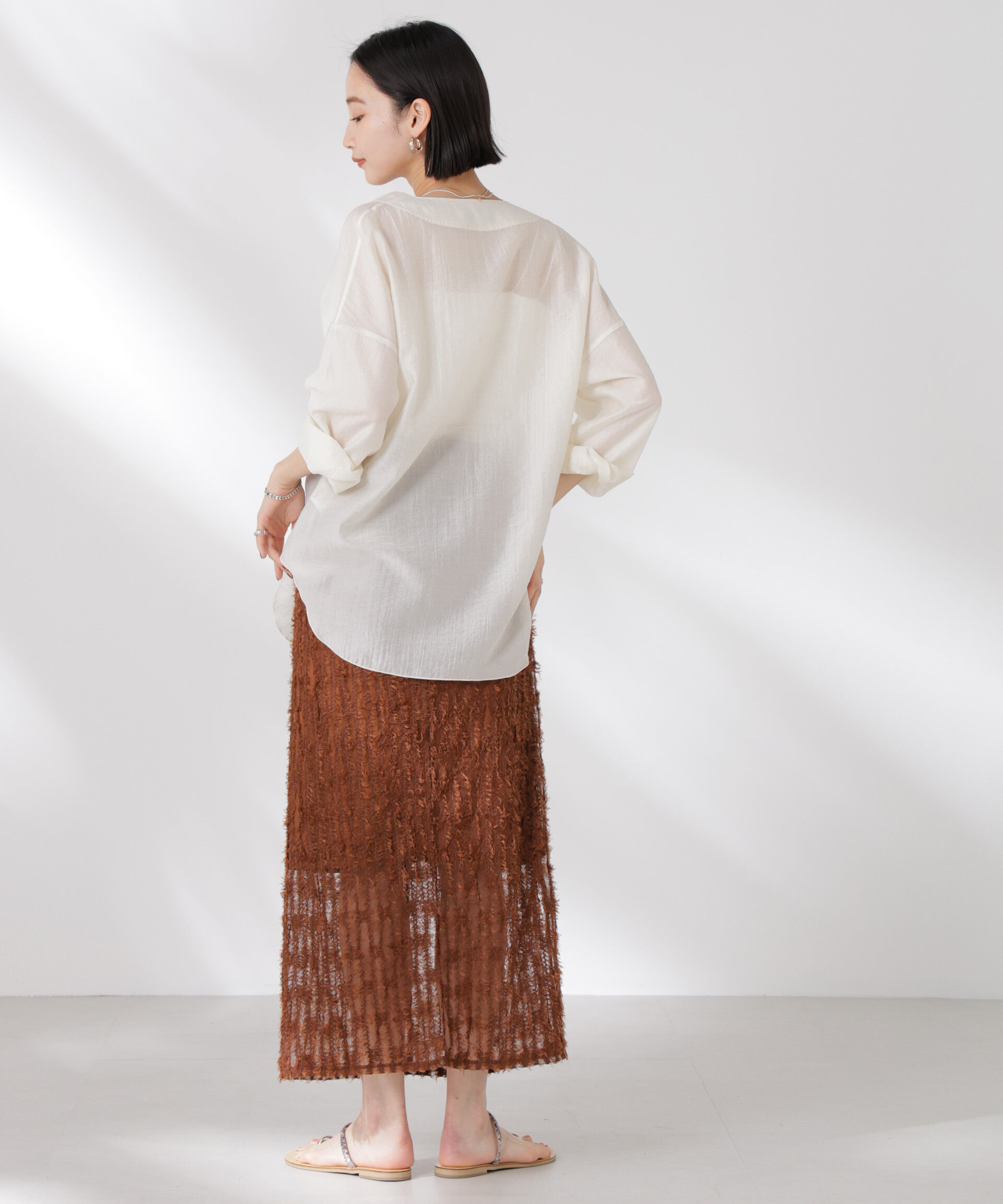 nano･universe「DeepVネックプルオーバーブラウス」|シャツ・ブラウス|