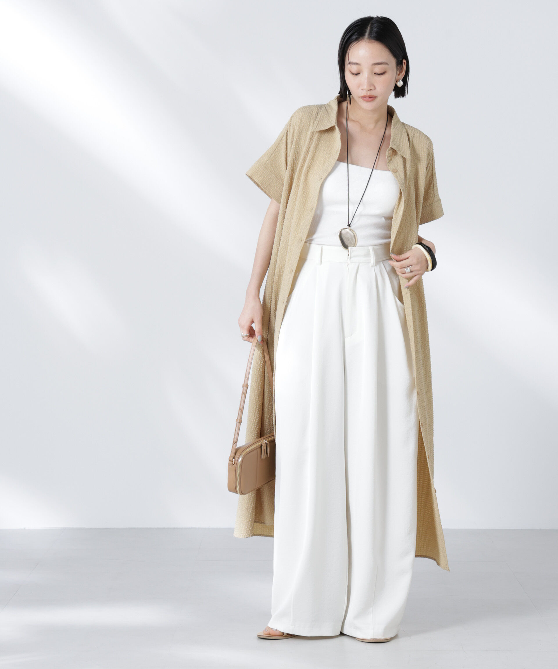 nano･universe「サッカードルマンスリーブシャツワンピース」|ワンピース|