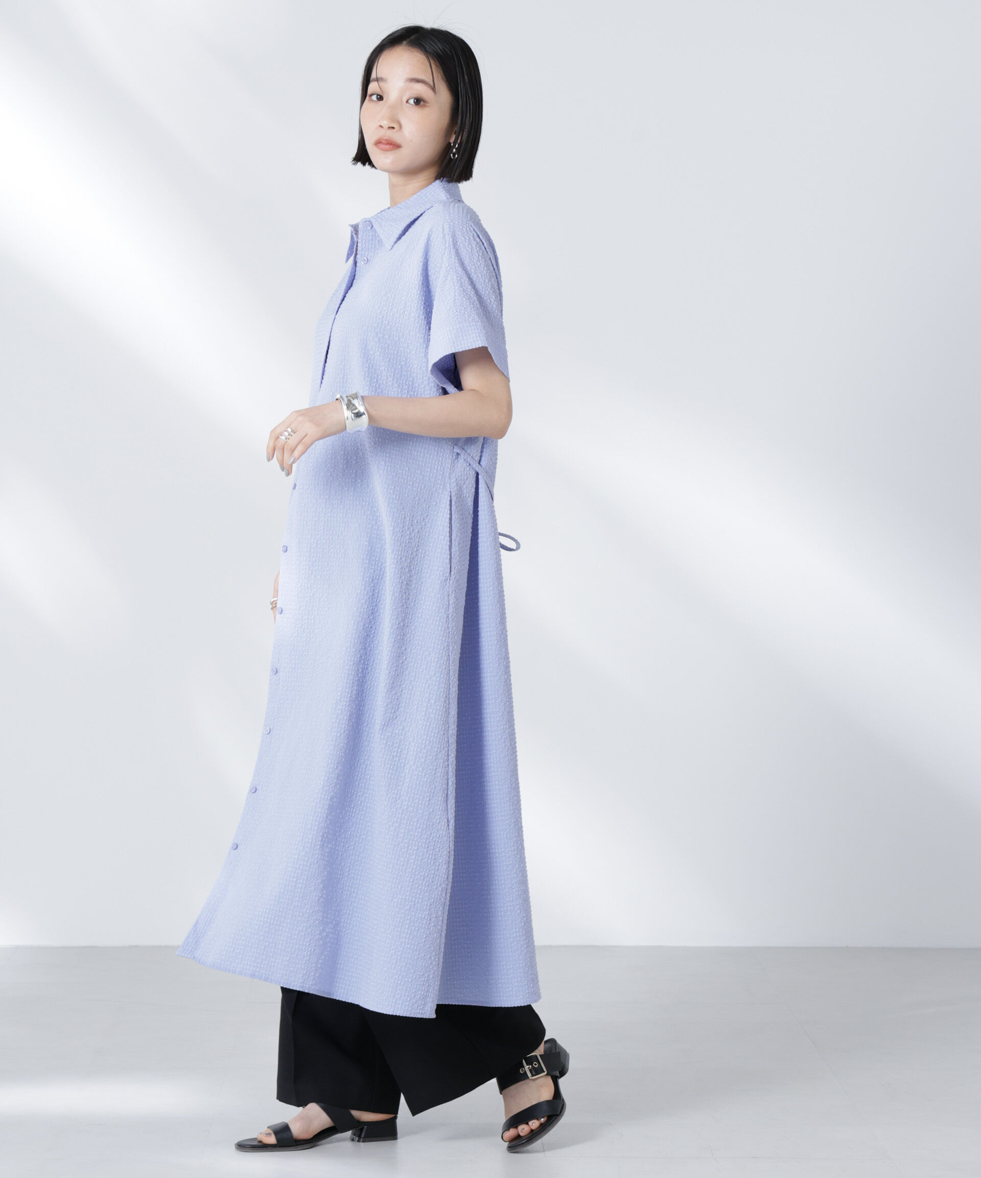 nano･universe「サッカードルマンスリーブシャツワンピース」|ワンピース|