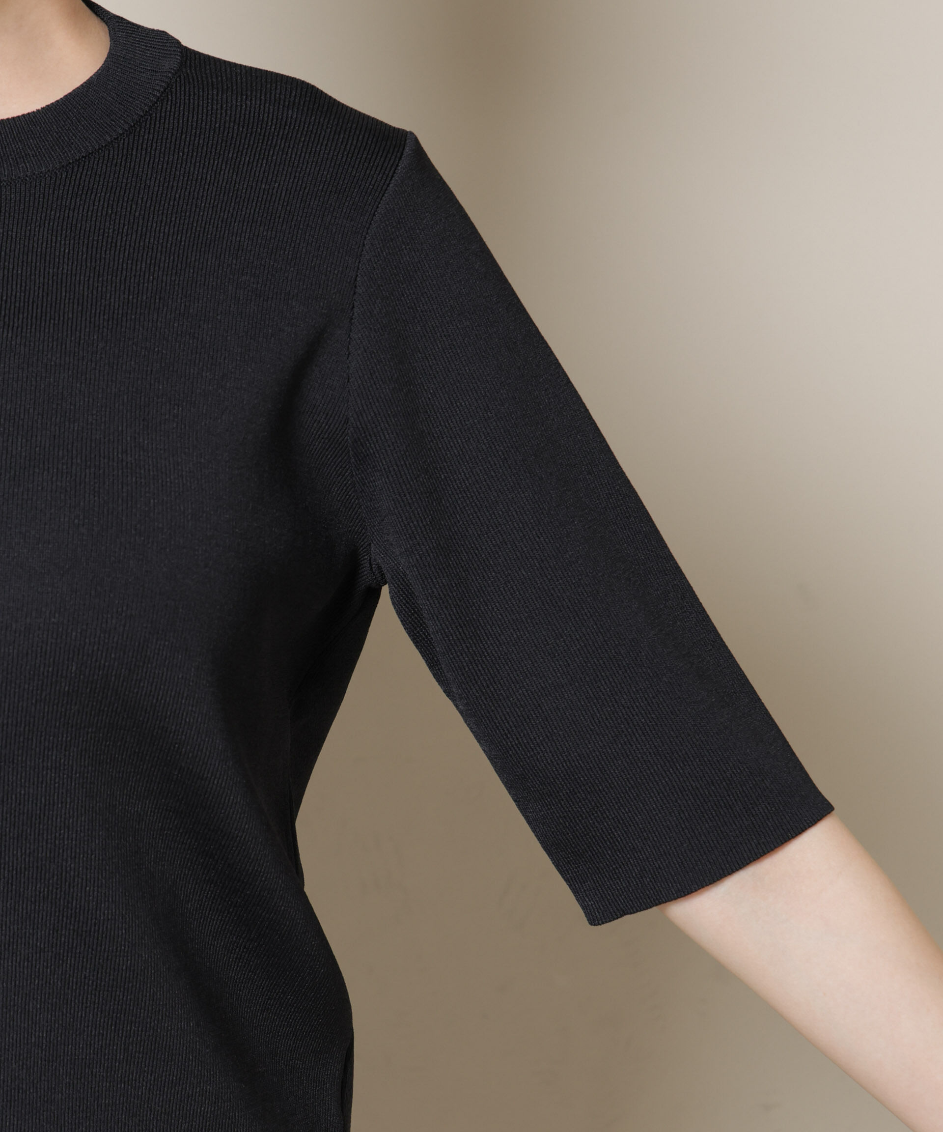 nano･universe「洗濯機洗い可UVカット接触冷感半袖ニット」|ニット・セーター|