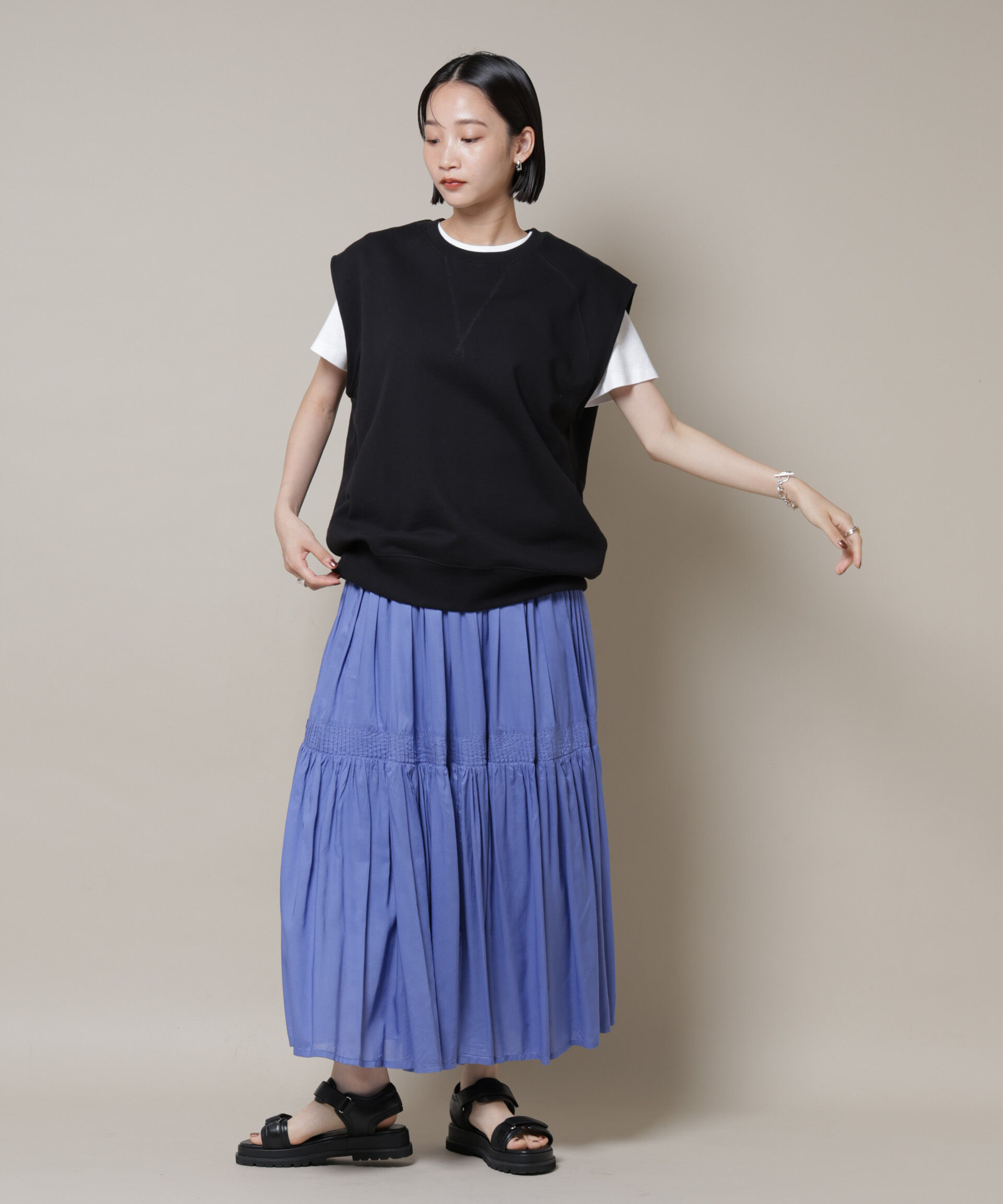 nano･universe「made in INDIA ギャザー切り替えフレアスカート(セットアップ可)」|スカート|