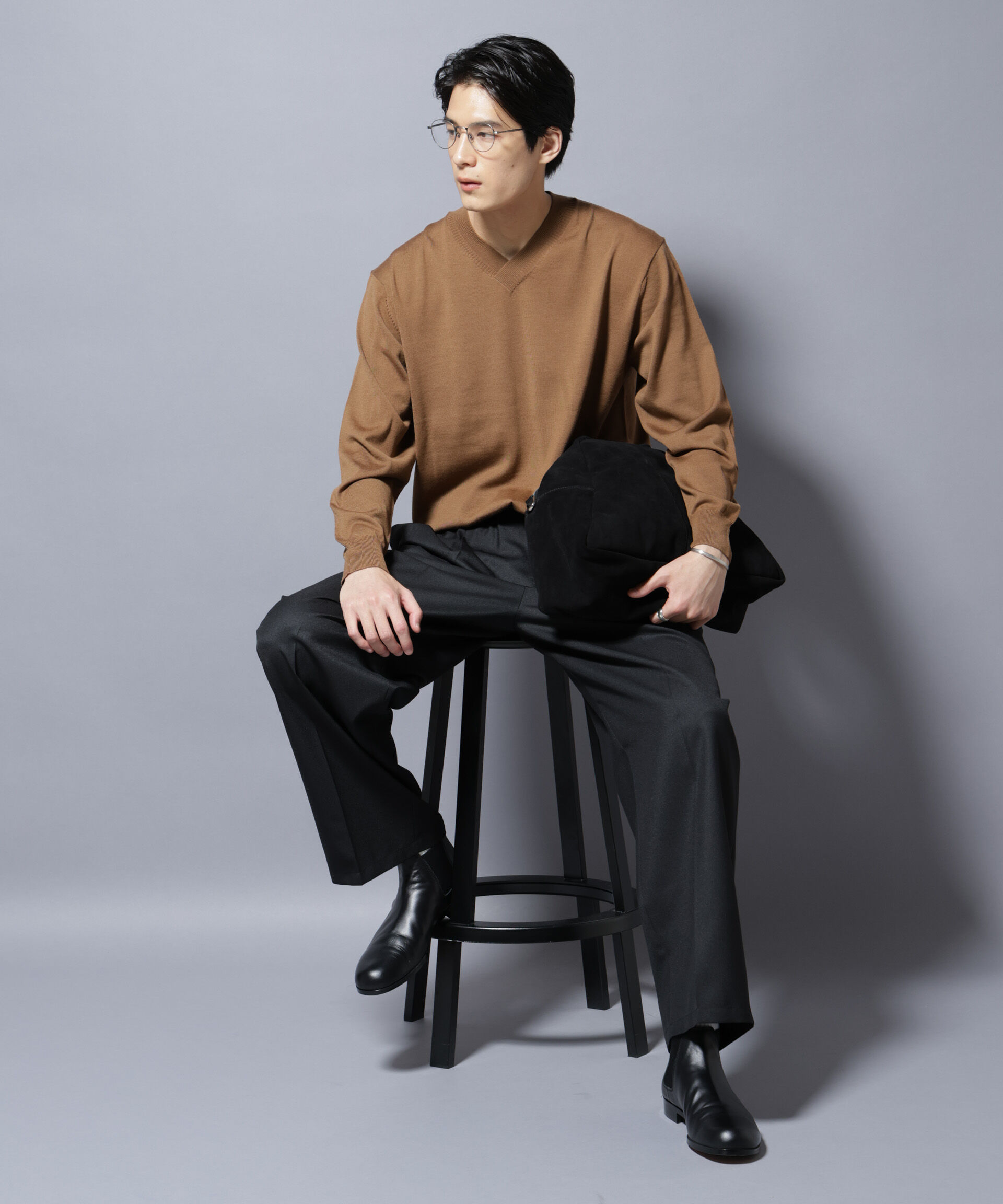 nano･universe「「毛玉レスニット」ファインゲージVネック」|ニット・セーター|