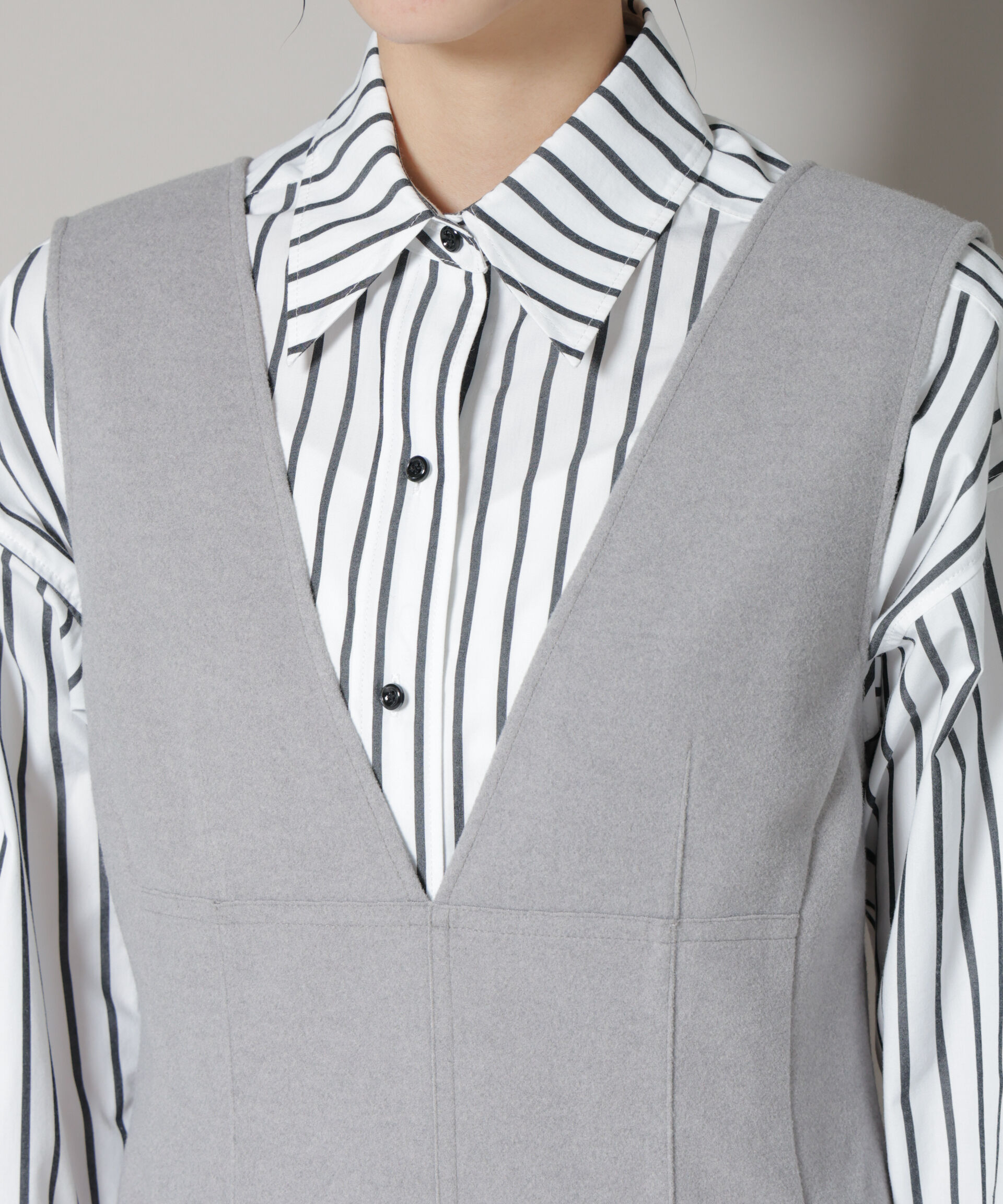 nano･universe「ニードルジャージーVネックワンピース」|ワンピース|