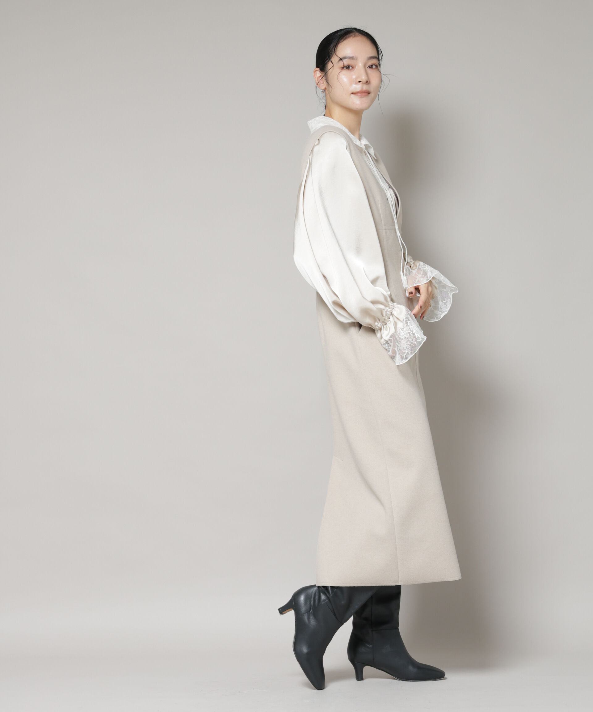 nano･universe「ニードルジャージーVネックワンピース」|ワンピース|