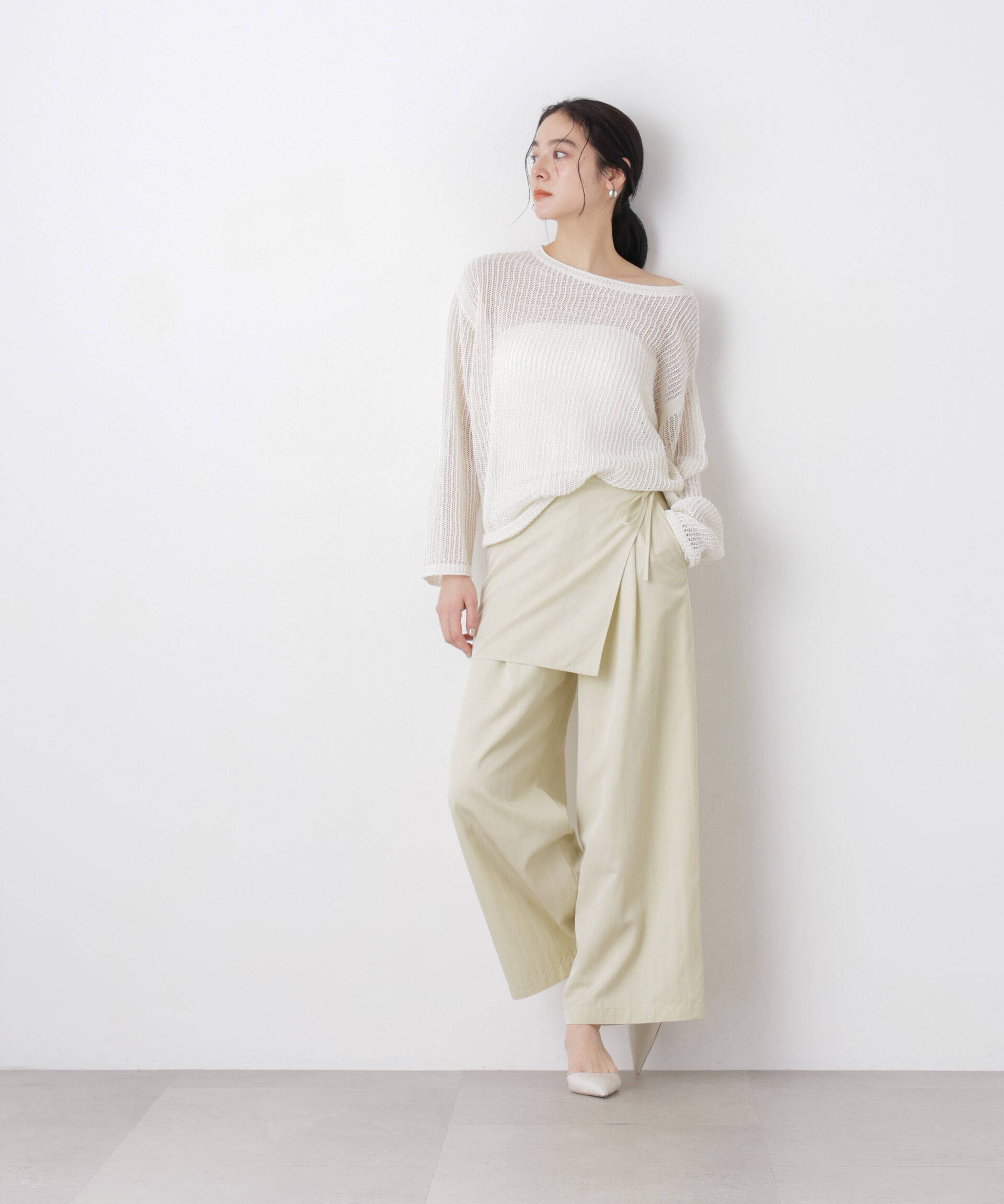 nano･universe「リネン混テープヤーンメッシュワイドニット」|ニット・セーター|