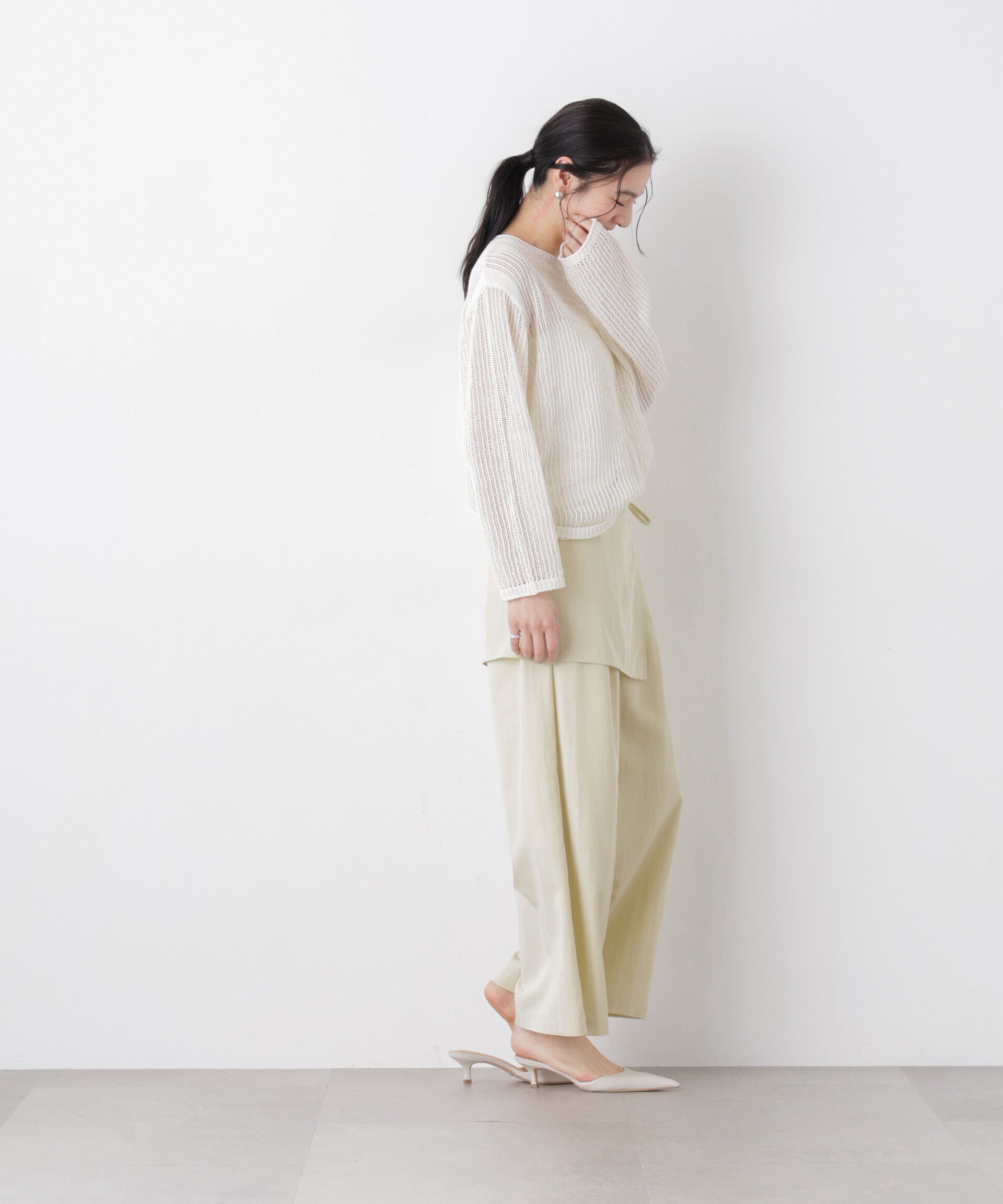 nano･universe「リネン混テープヤーンメッシュワイドニット」|ニット・セーター|