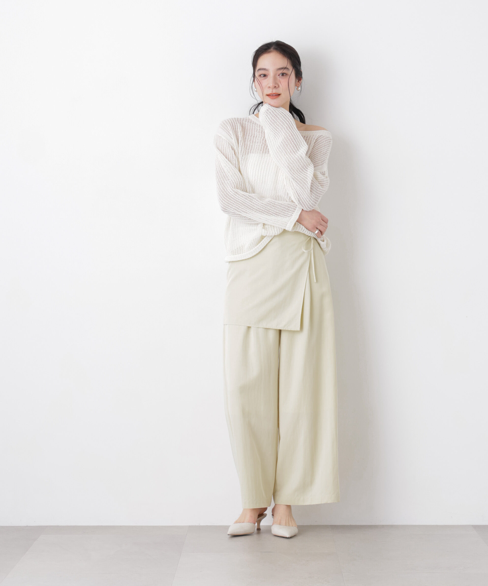 nano･universe「リネン混テープヤーンメッシュワイドニット」|ニット・セーター|