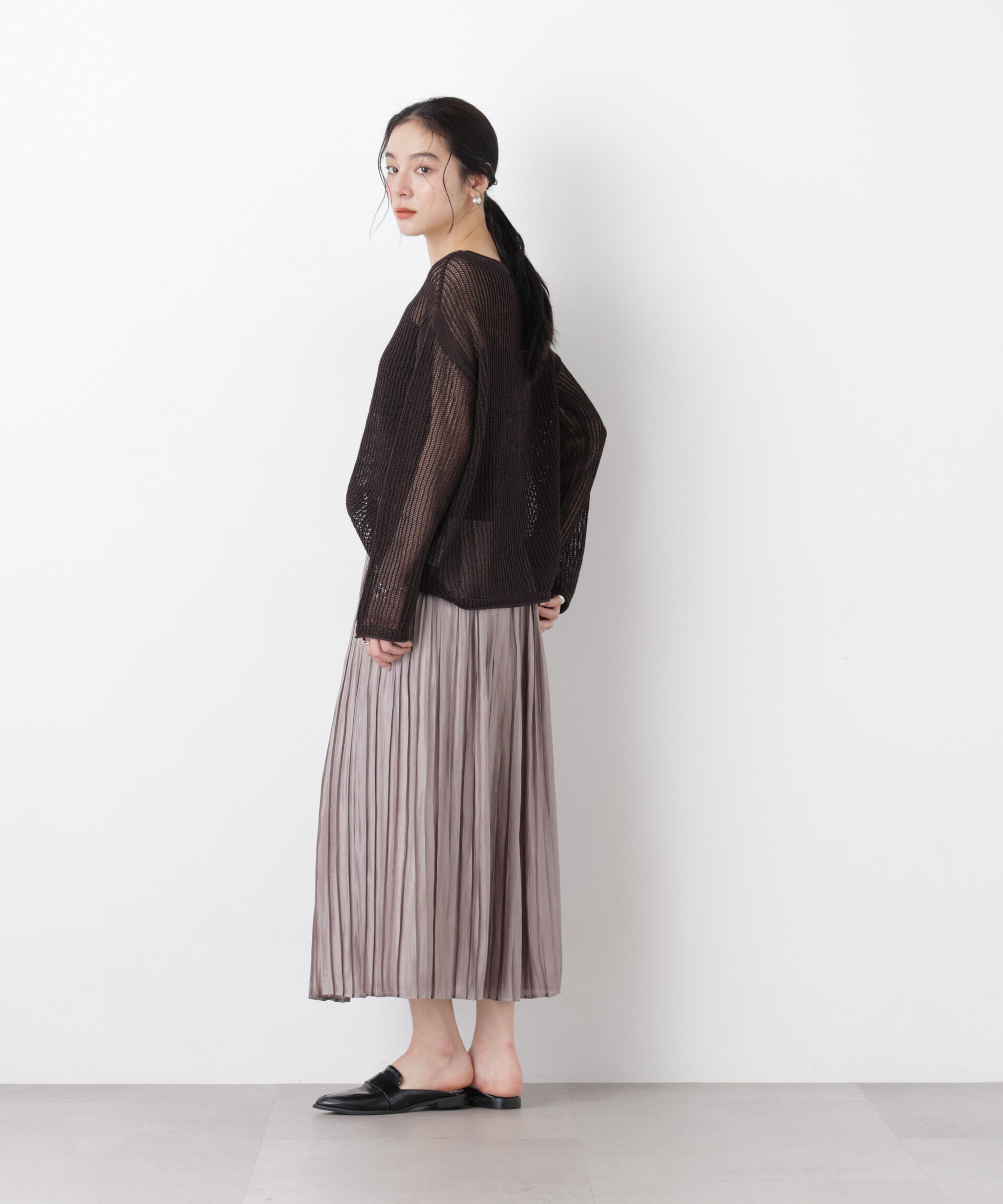 nano･universe「リネン混テープヤーンメッシュワイドニット」|ニット・セーター|