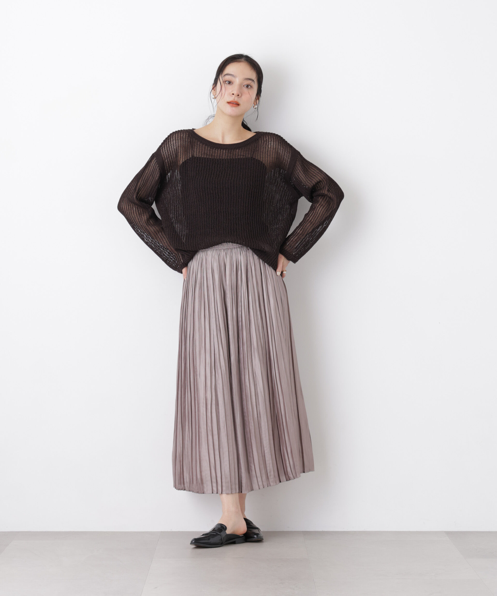 nano･universe「リネン混テープヤーンメッシュワイドニット」|ニット・セーター|