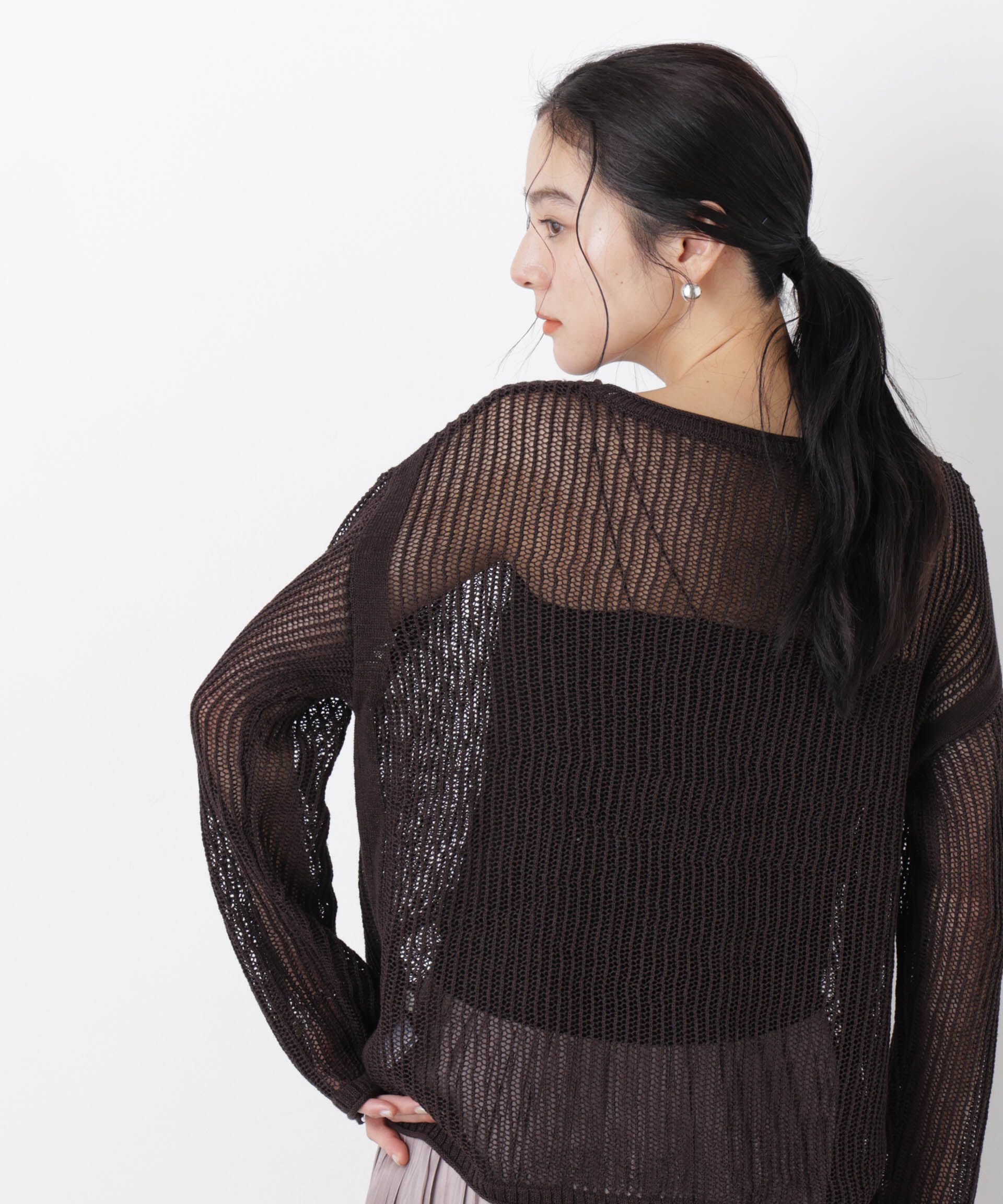 nano･universe「リネン混テープヤーンメッシュワイドニット」|ニット・セーター|