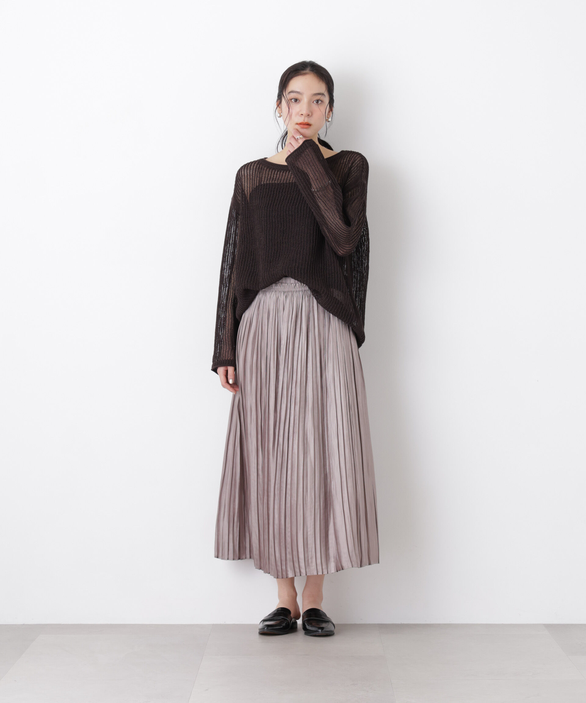 nano･universe「リネン混テープヤーンメッシュワイドニット」|ニット・セーター|