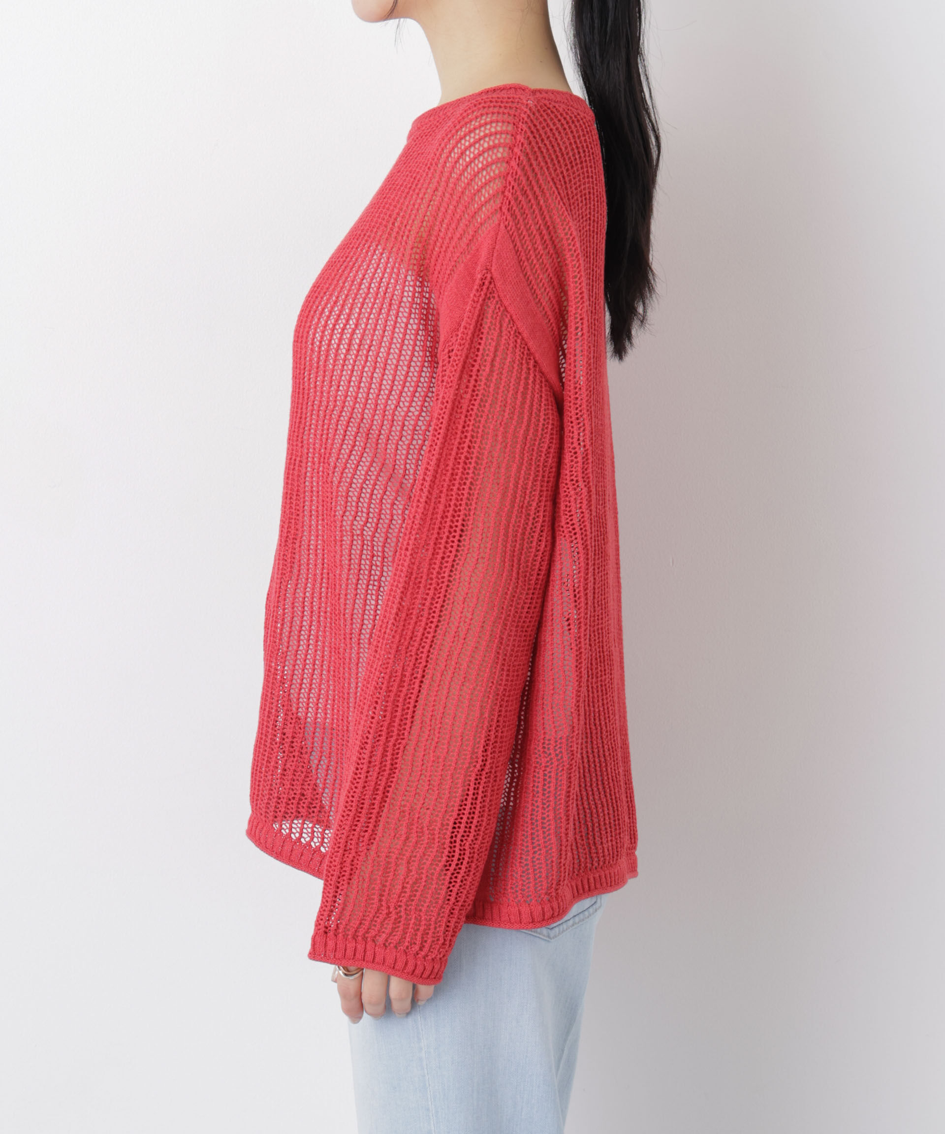 nano･universe「リネン混テープヤーンメッシュワイドニット」|ニット・セーター|