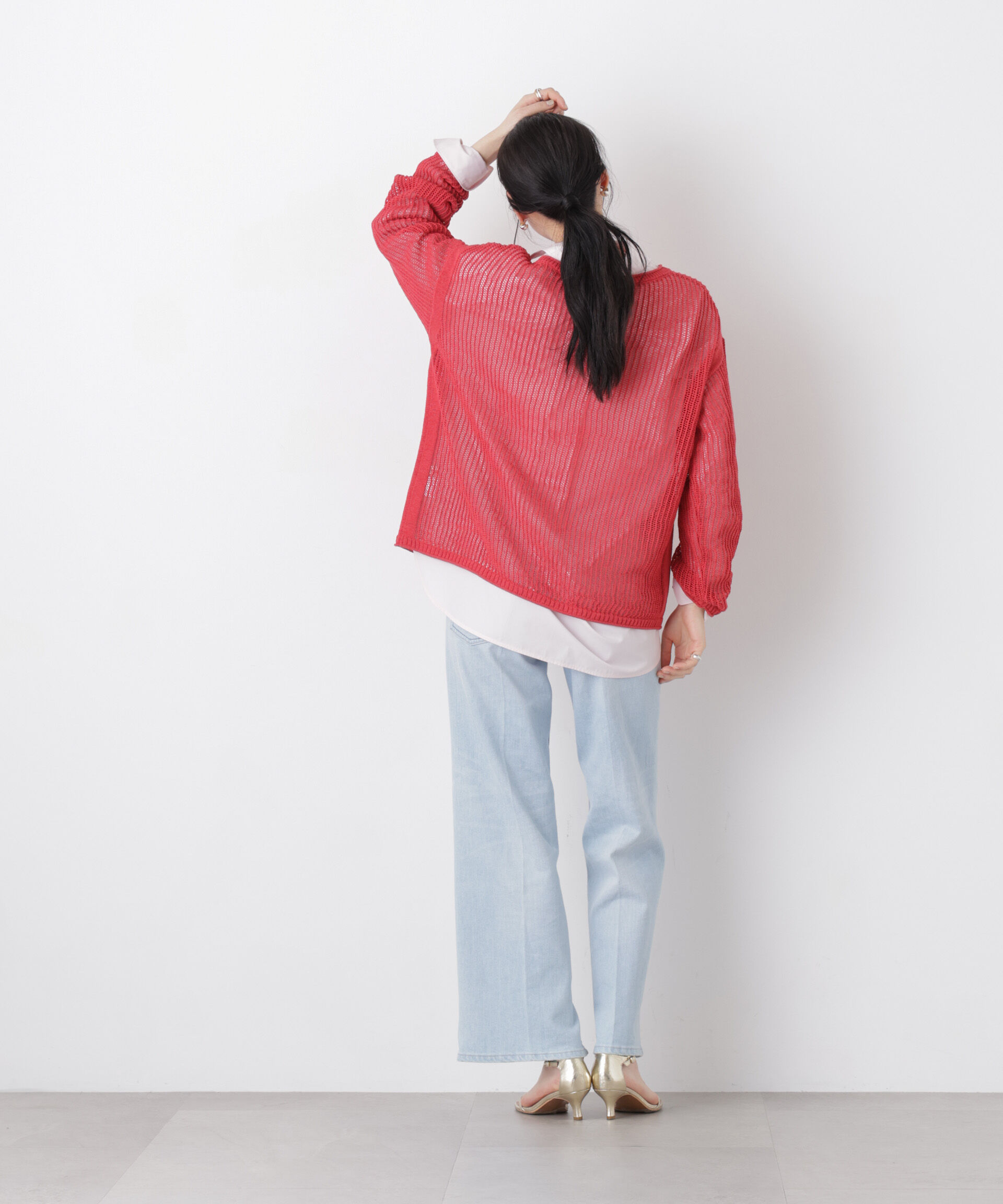 nano･universe「リネン混テープヤーンメッシュワイドニット」|ニット・セーター|