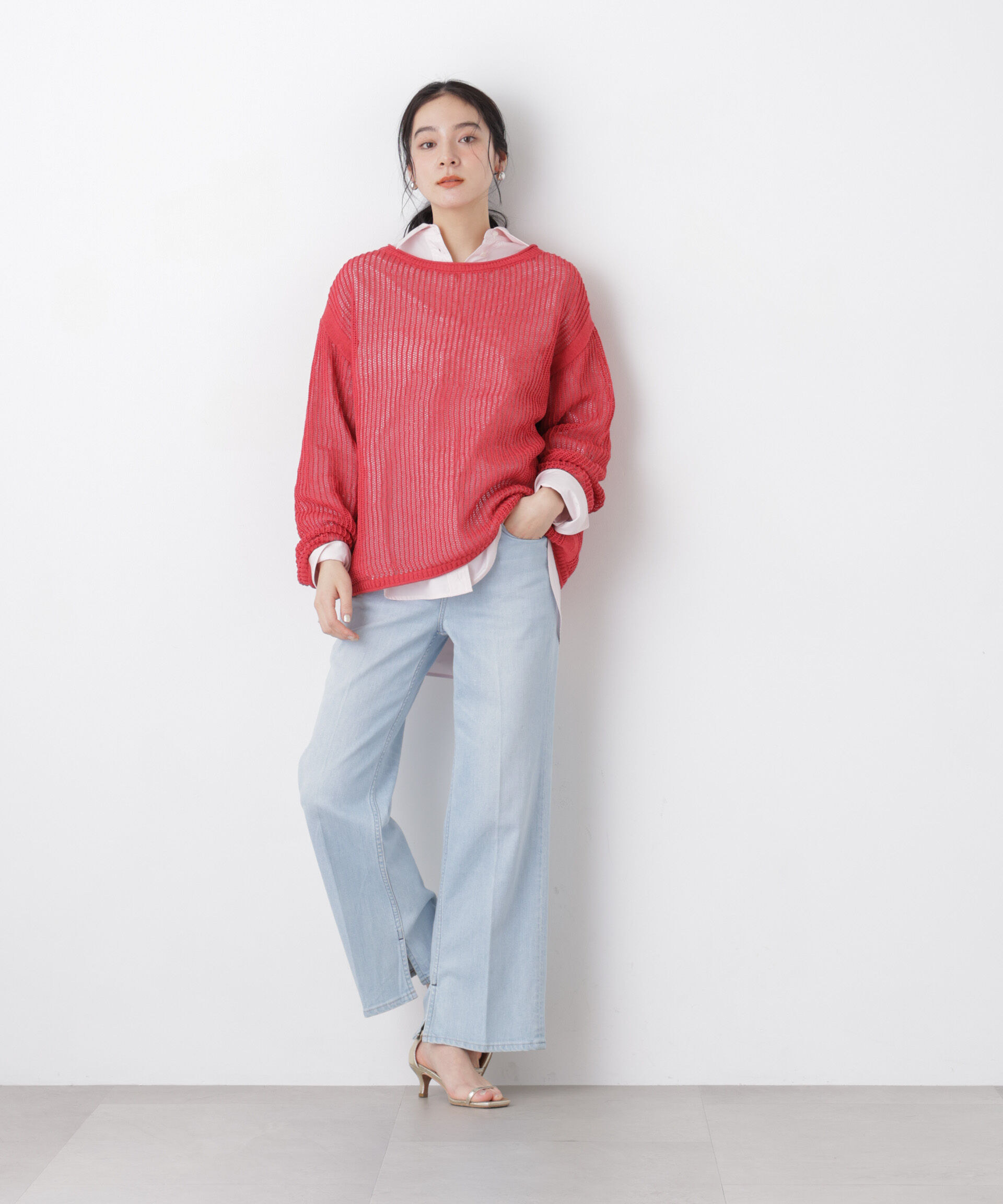 nano･universe「リネン混テープヤーンメッシュワイドニット」|ニット・セーター|