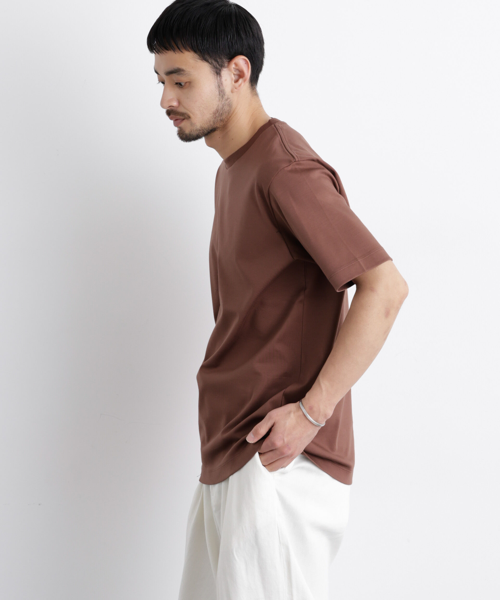 nano･universe「アンチスメル クルーネックTシャツ 半袖」|Tシャツ・カットソー|ブラウン