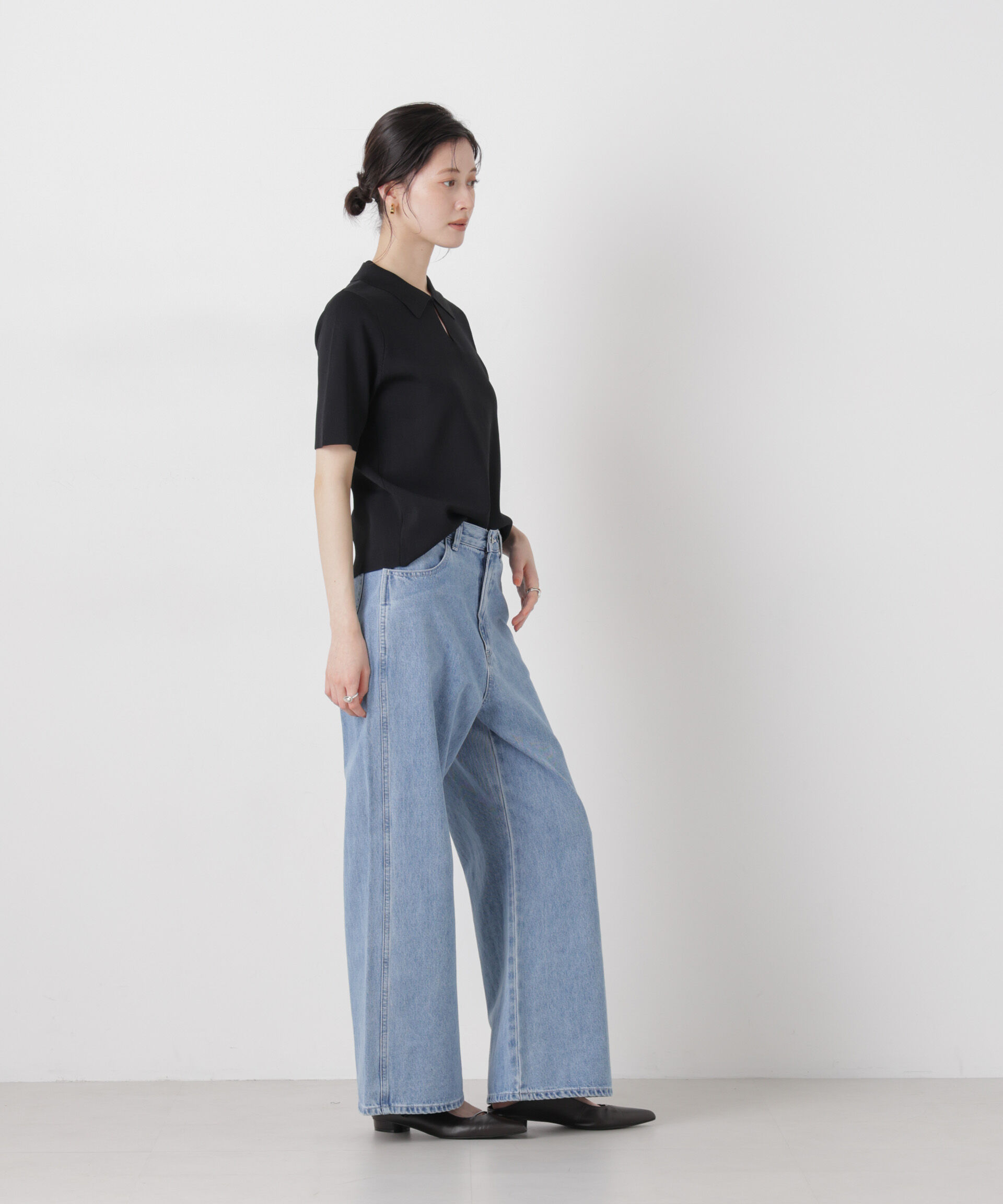 nano･universe「ワイドバギーデニムパンツ」|チノ|