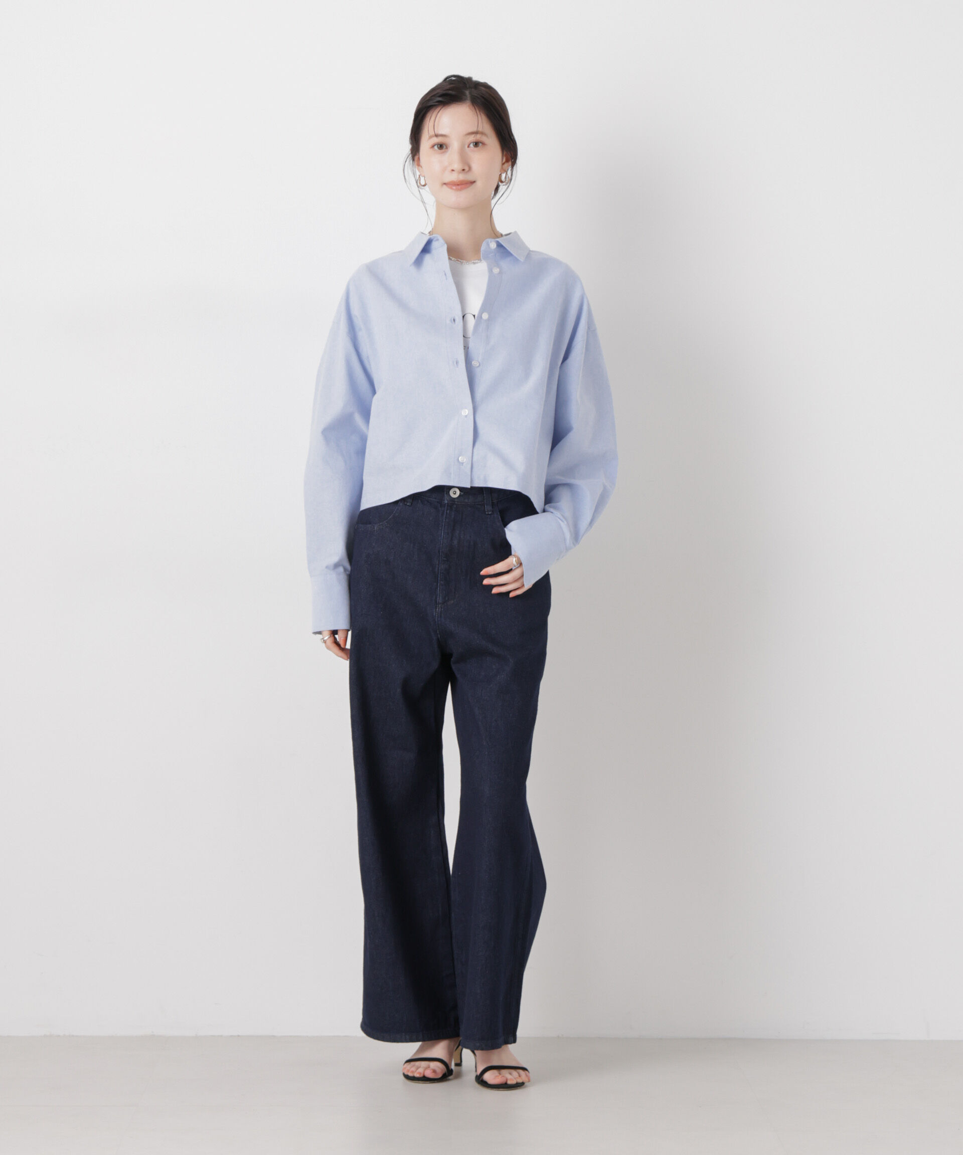 nano･universe「ワイドバギーデニムパンツ」|チノ|