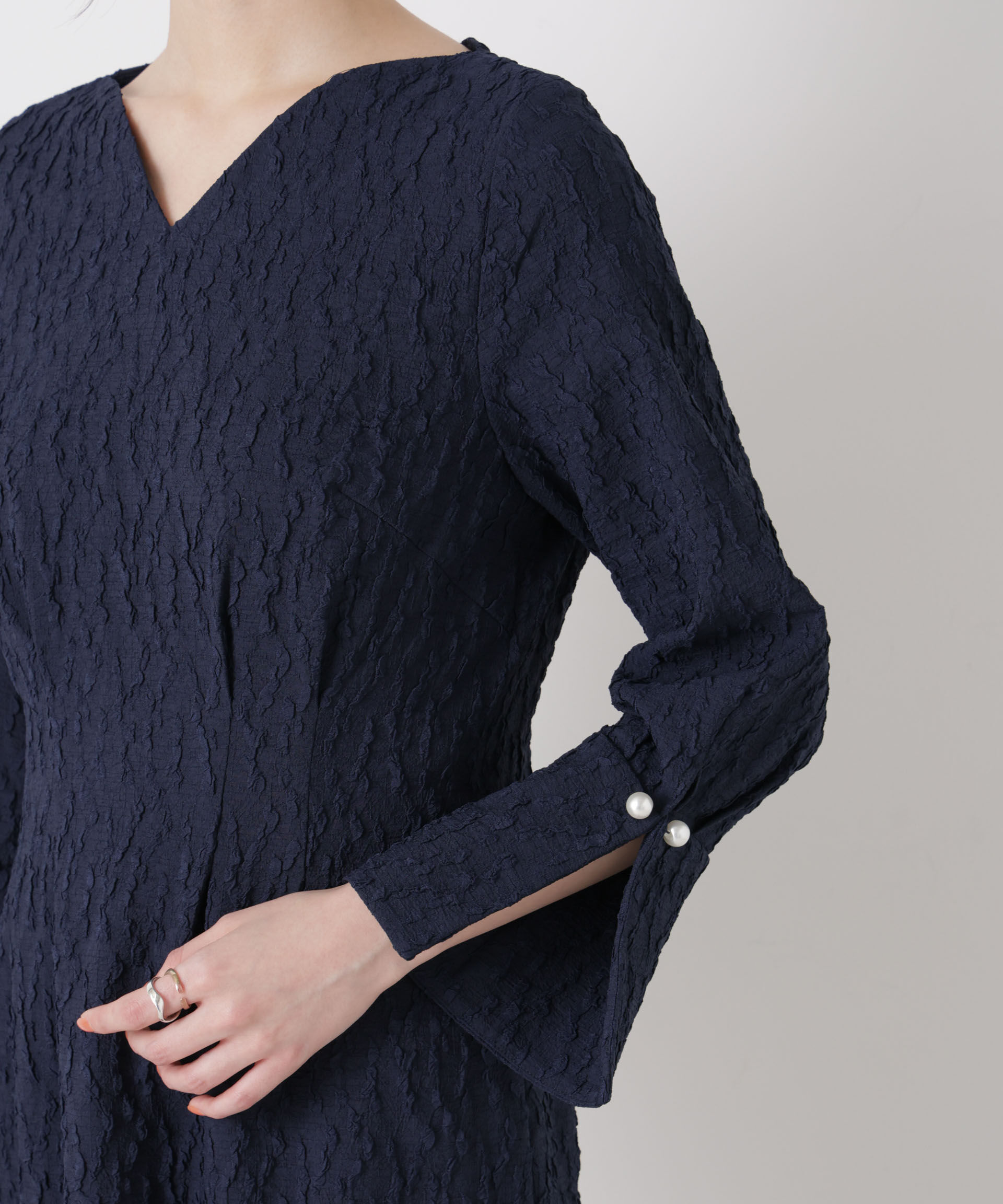 nano･universe「troisieme chaco/別注 PUFFY JACQUARD ワンピース」|ワンピース|