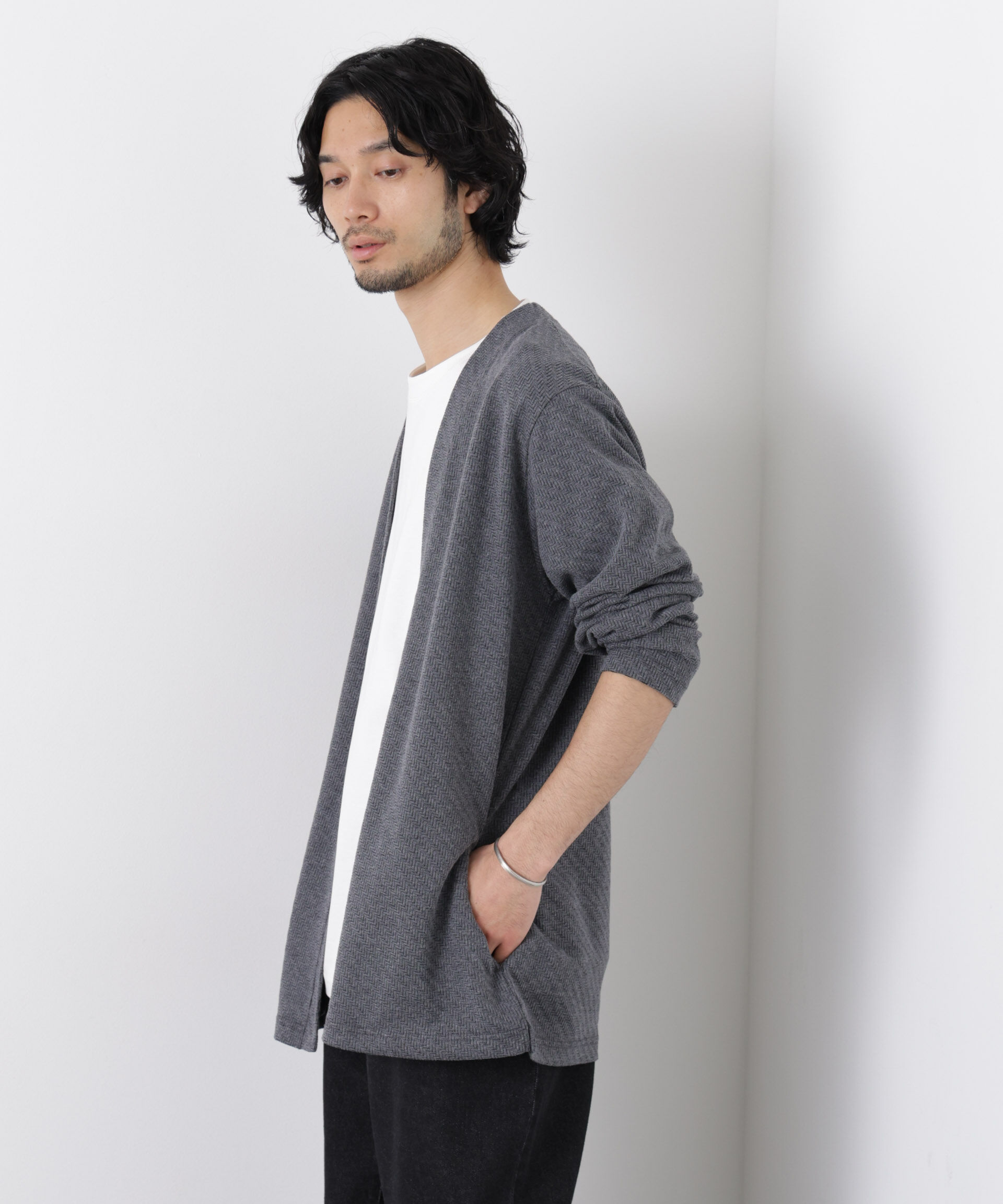 nano･universe「リンクスジャガードトッパーカーディガン」|Tシャツ・カットソー|グレー