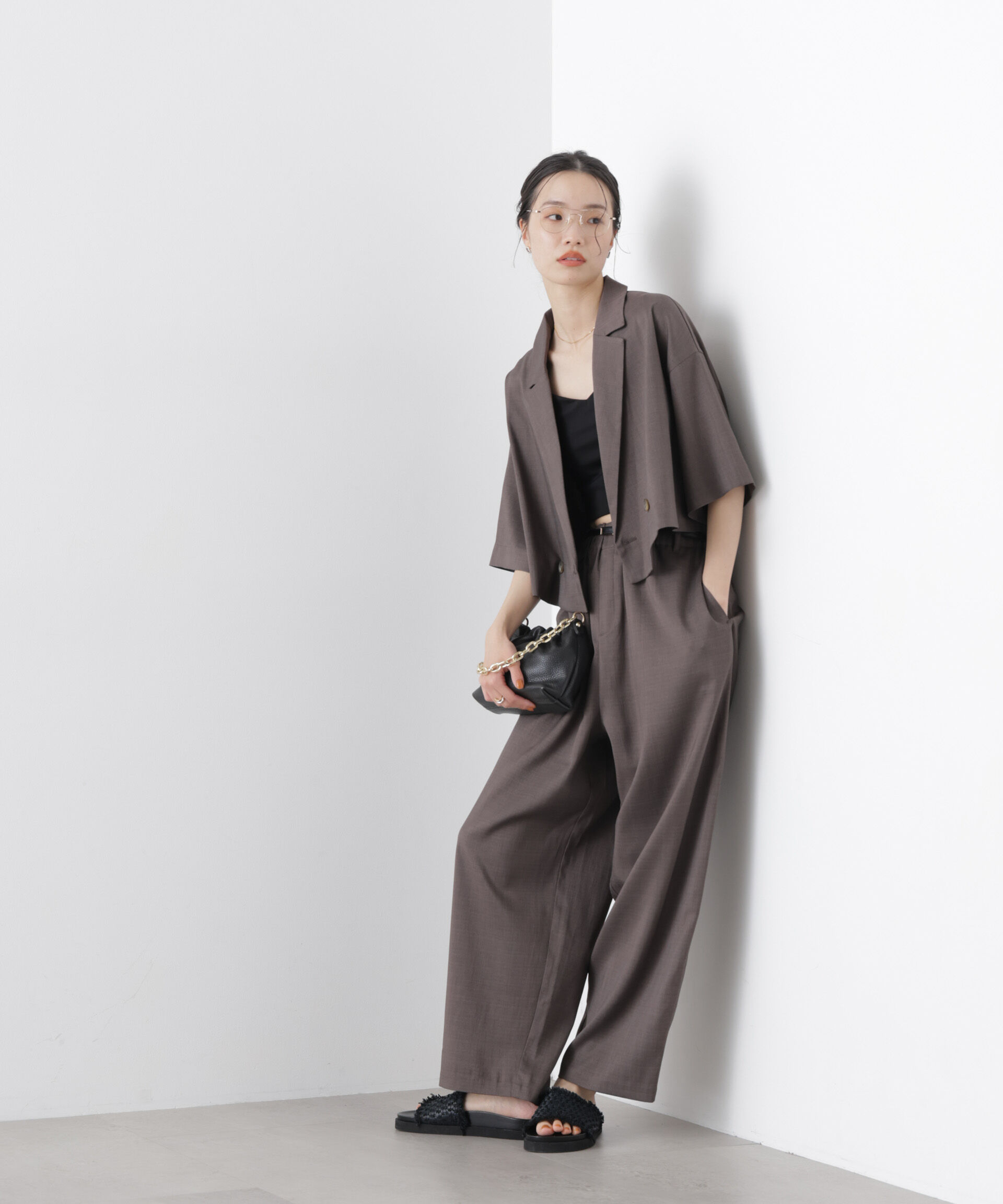 nano･universe「ショート丈ワイドジャケット(セットアップ可)」|テーラードジャケット|